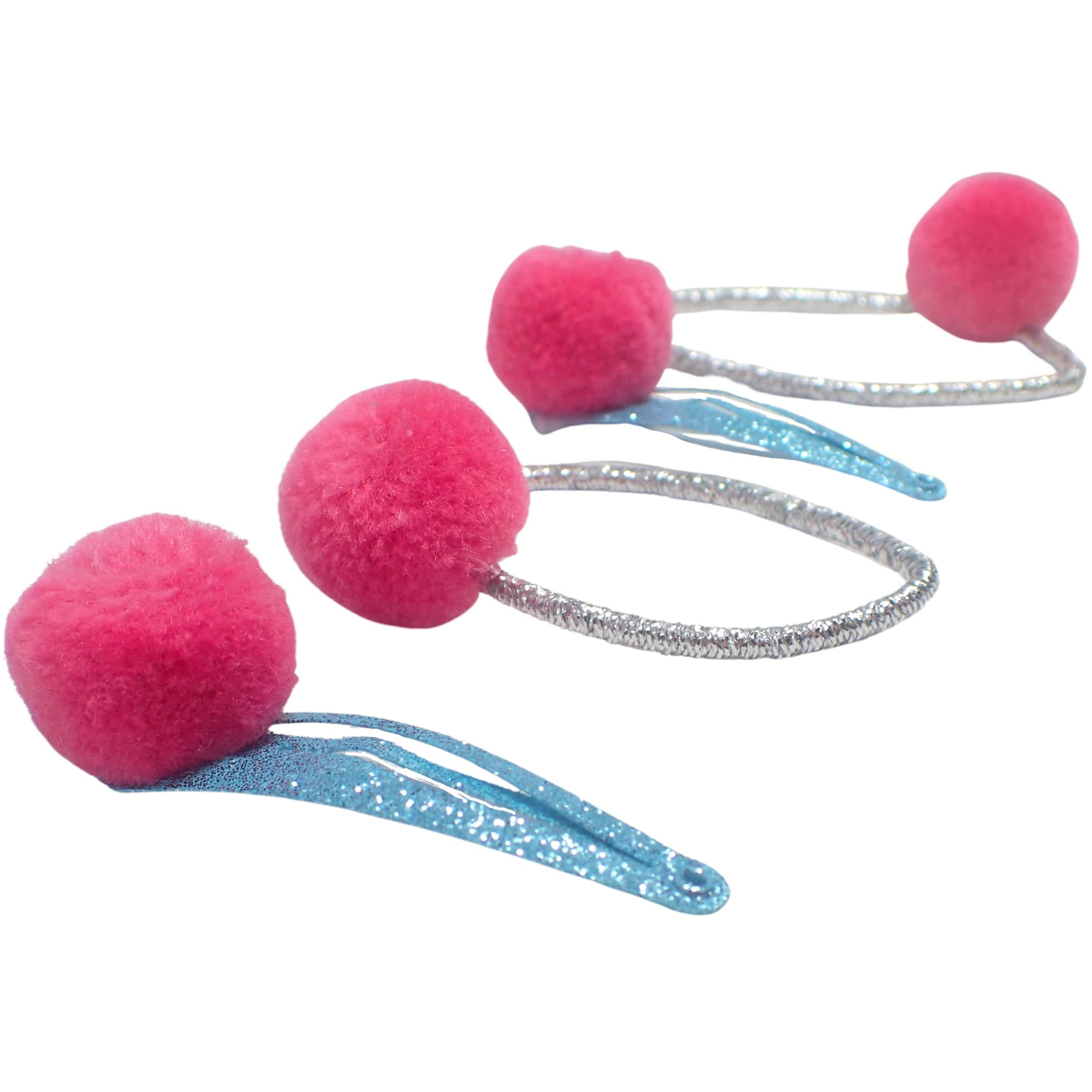 Topkids Accessories 4pcs Pom Pom Glitter Hair Accessories Set, Hair Clips, Hair Bobbles, Hair Ties, Gift Set - Image 2