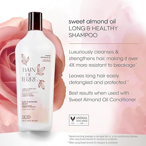 Miniatura 3 de Bain de Terre Aceite de almendras dulces acondicionador largo y saludable, fuerza y protección para cabello débil y dañado, con aceites de argán y