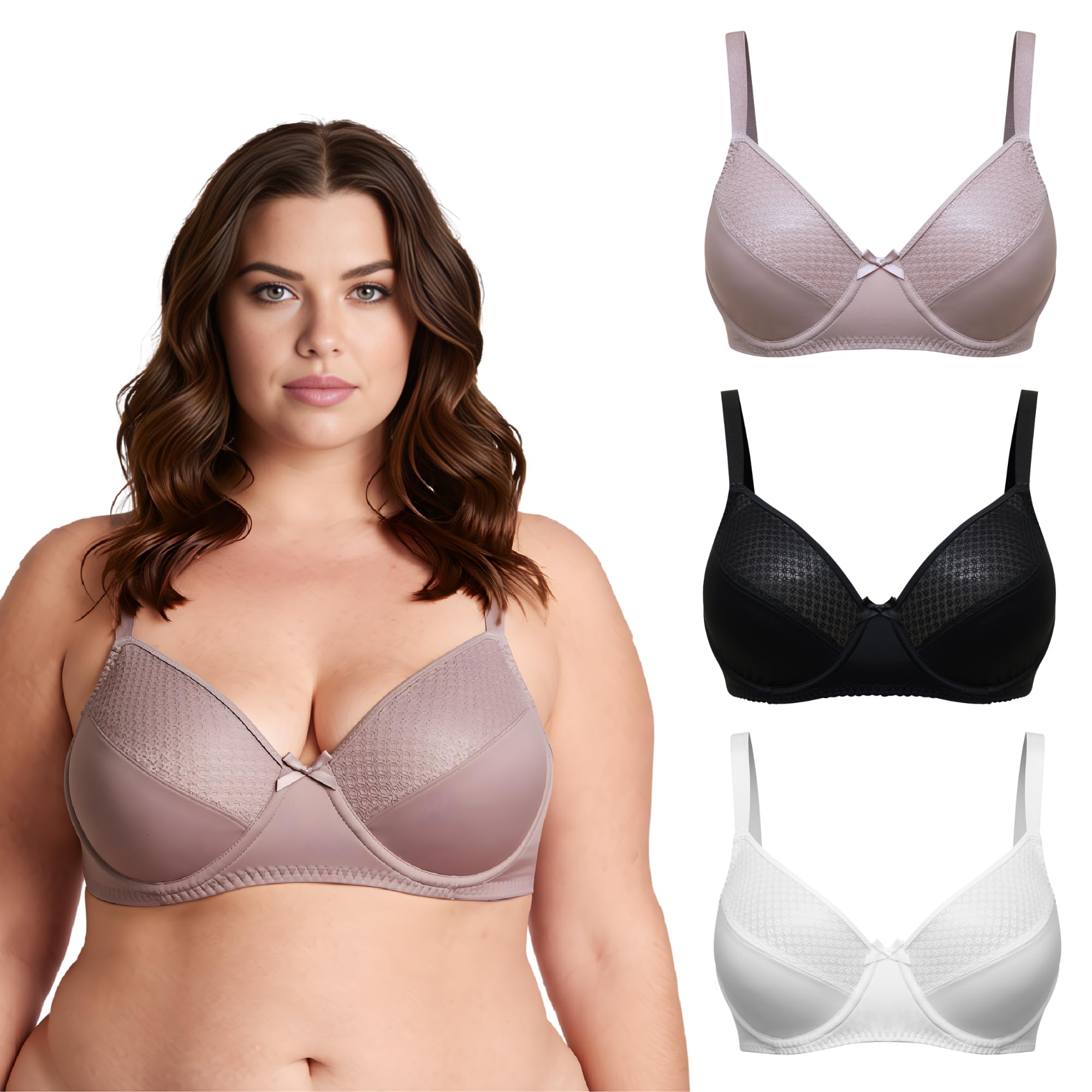Curve Muse aux Femmes Grande Taille Non doublé Minimiseur À Armatures Soutien-Gorge Full-Figure