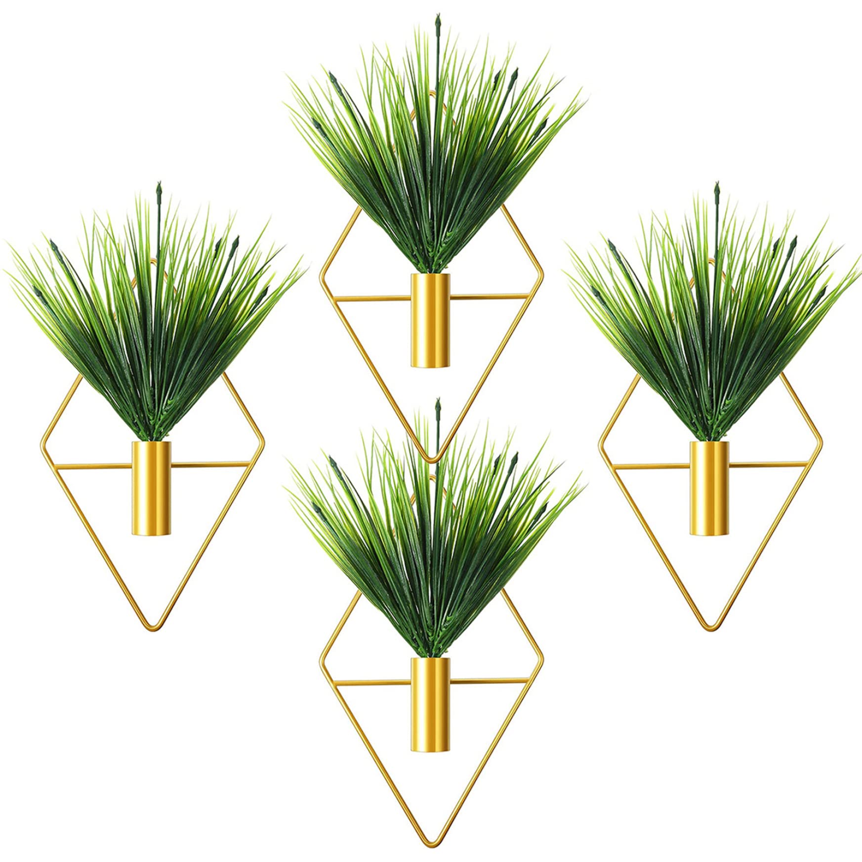 Jardinières suspendues géométriques dorées pour sublimer la décoration murale de votre bureau