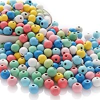 Vista 9 de ToBeIT 1000 cuentas de madera redondas de colores surtidos, cuentas espaciadoras redondas de madera con agujero pintado para manualidades