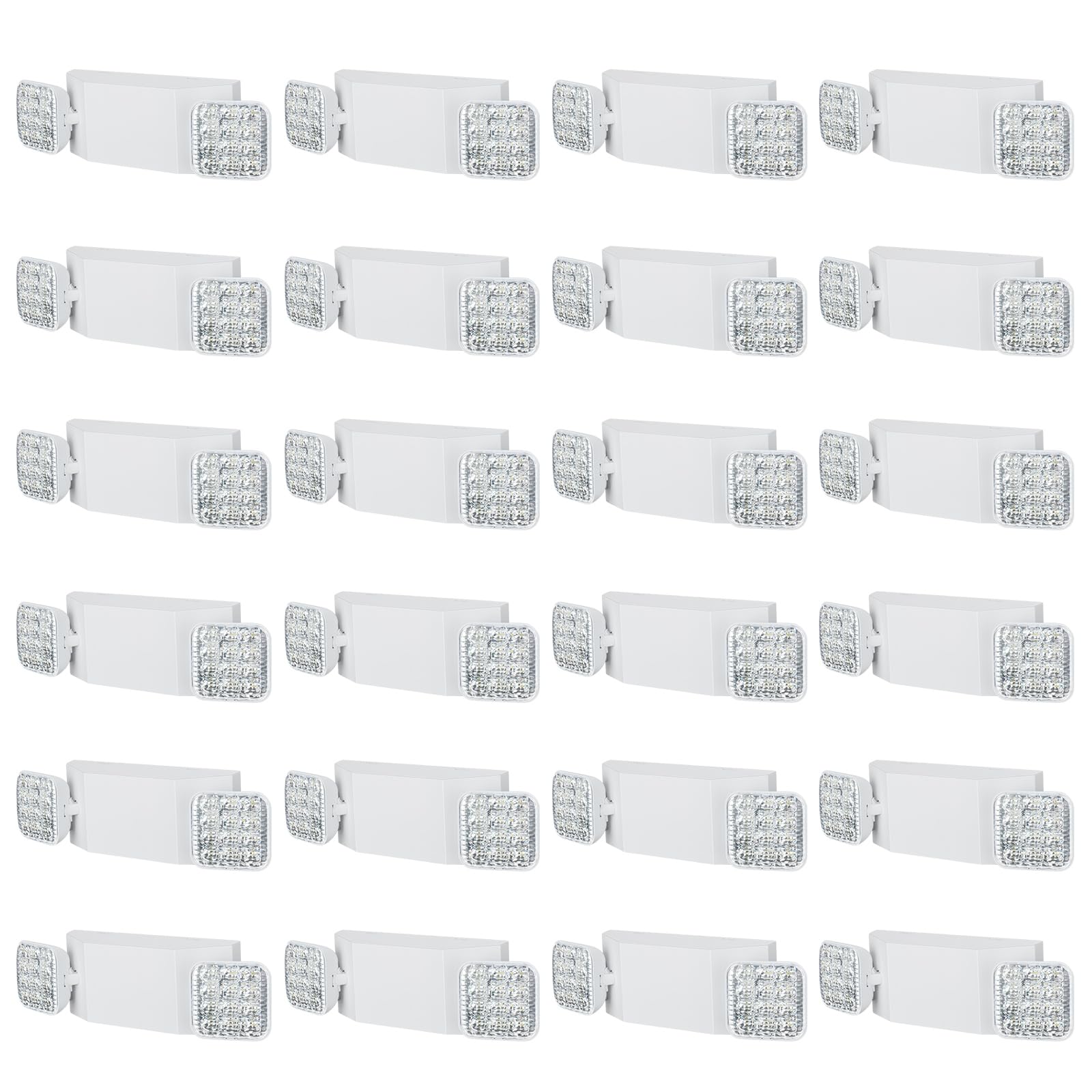 VEVOR Notausgangsbeleuchtung 24er-Pack – Kommerzielle Notbeleuchtung mit 3 W, 180-Minuten-Backup, 2-LED-Verteilerkopf, Decken- oder Wandmontage