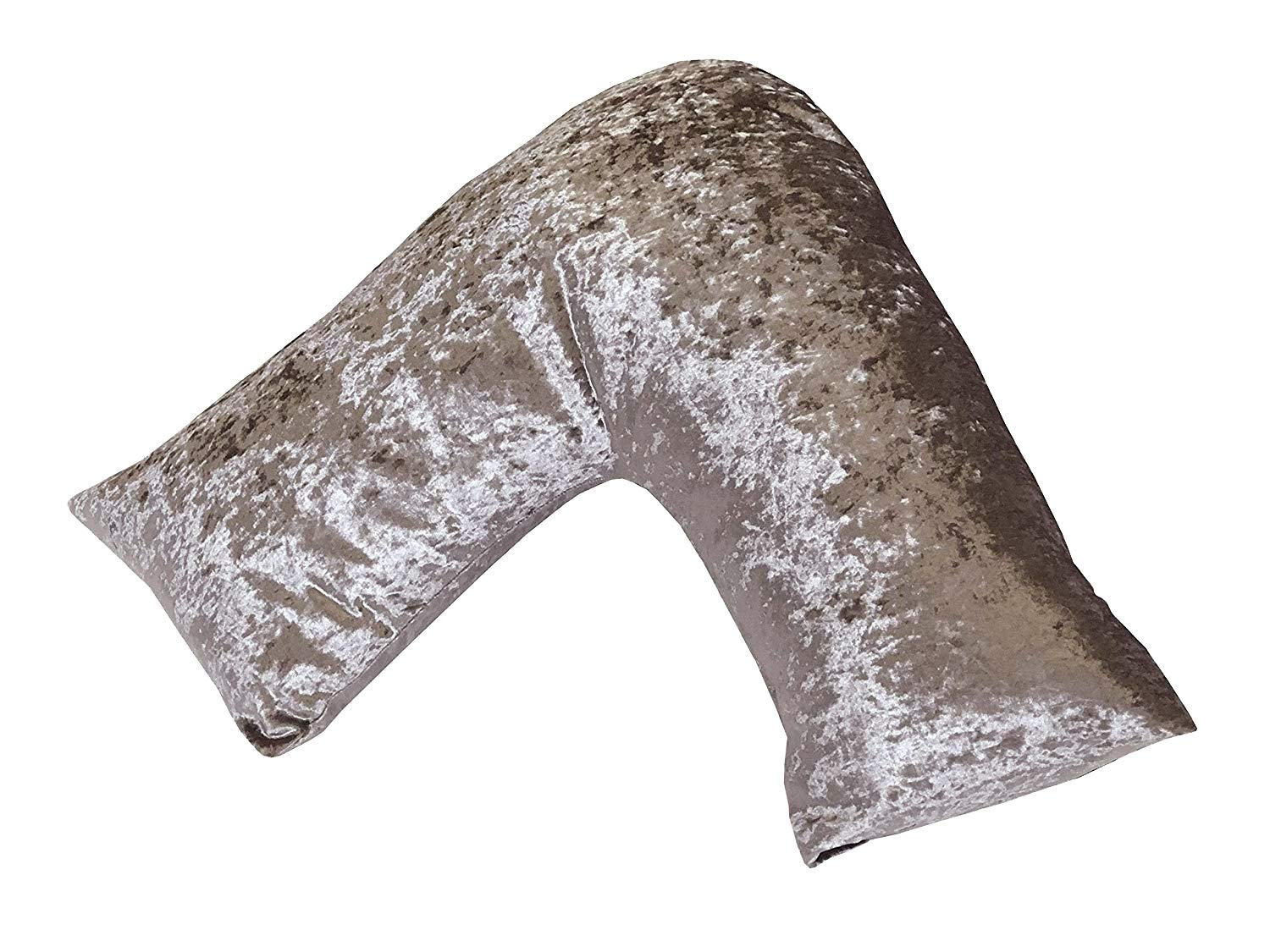 Bedding Direct Uk Champagne Luxury V Shaped Support Pillow With Crushed Marble Velvet Pillowcase Uk Made - Soft, Lightweight & Glamorous Pillowcases – Ideal For Pregnancy And Breastfeeding