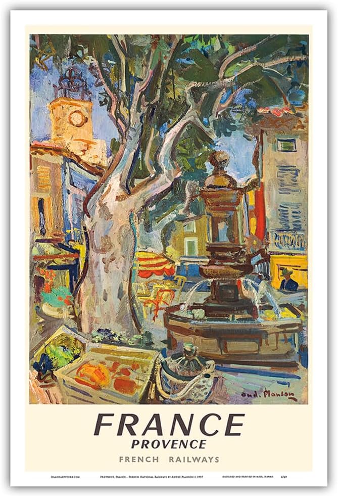 Provence France French National Railways Market in Aix en Provence - Vintage Travel Poster by André Planson c.1957 - Master Art Print (Unframed) 12in x 18in