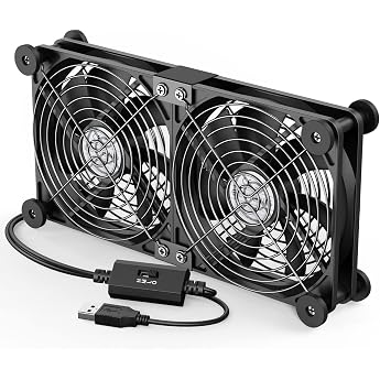 ELUTENG USB Fan 120 mm 5 V 2 in 1 with 3 Adjustable Speeds Double USB Fan 120 mm PC Fan USB Computer Fan with 8 Shock Absorbing Feet for PS5 PS4 Laptop TV Box Router