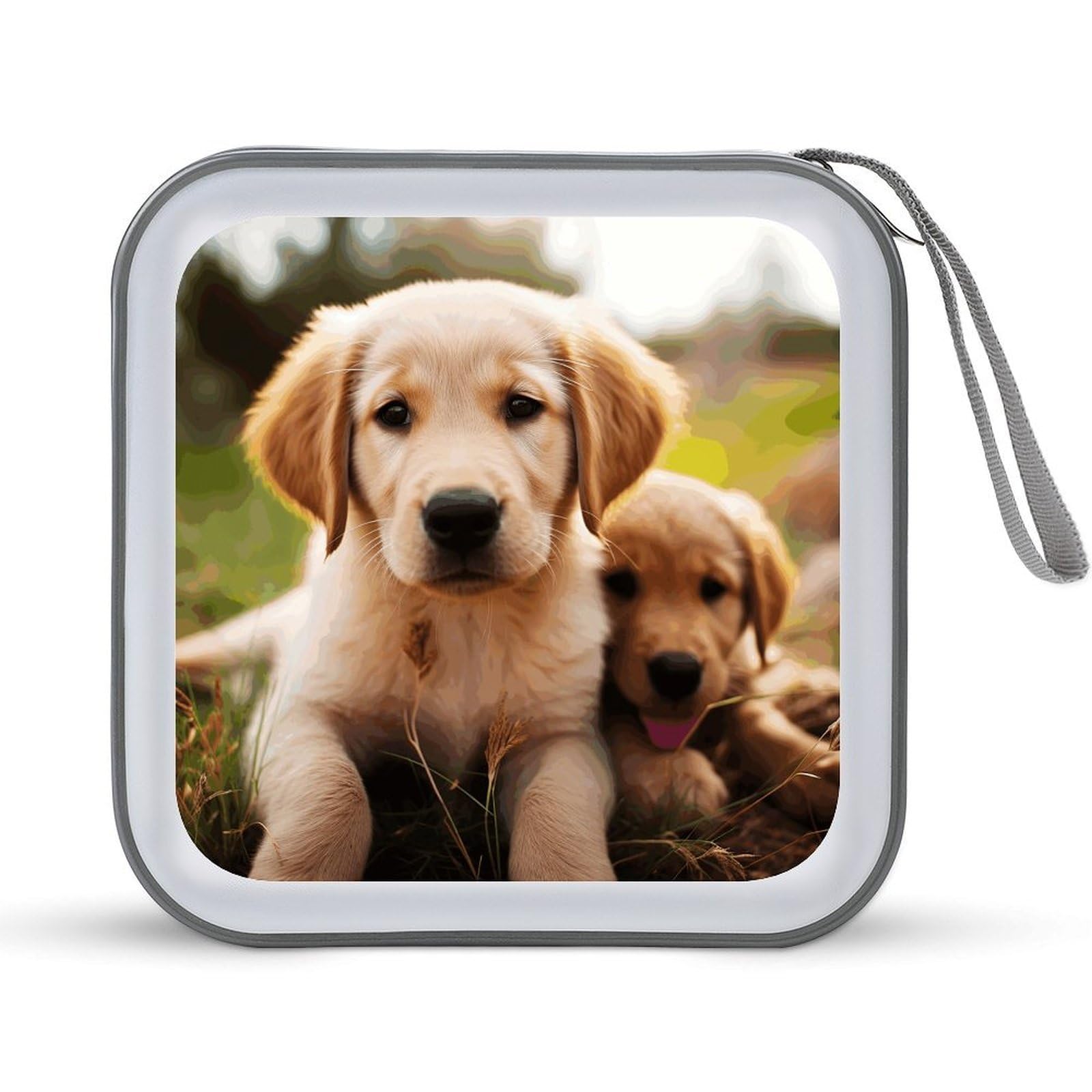 VstaDank - Puppy CD Case 40 Capacity with Zipper Disc Storage Organizer Portable Hard Plastic CD Holder Wallet Organizer DVD Organizer