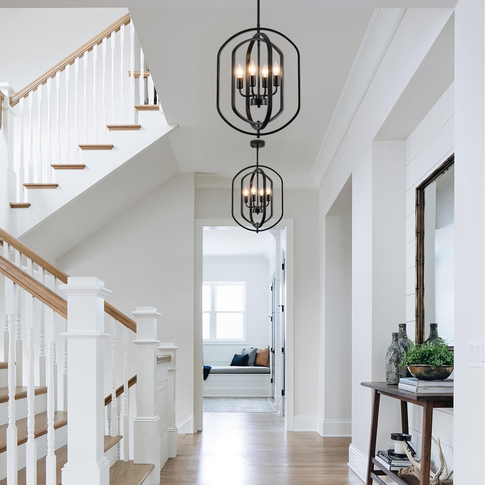 DORESshop 8-Light Black Chandeliers for Dining Room, Brushed Metal Industrial Ca DORESshop 8-Light Black Chandeliers for Dining Room, Brushed Metal Industrial Ca