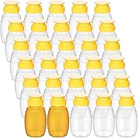 FVIEXE 30 Pack 3.38oz Clear Plastic Honey Squeeze Bottles with Yellow Flip Top Lids - Leak-Proof Dispensers for Honey, Syrup & More