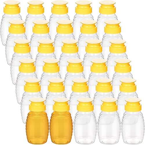 30PCS 3.38oz Plastic Honey Bottles, Bulk Honey Jars Honey Dispenser
