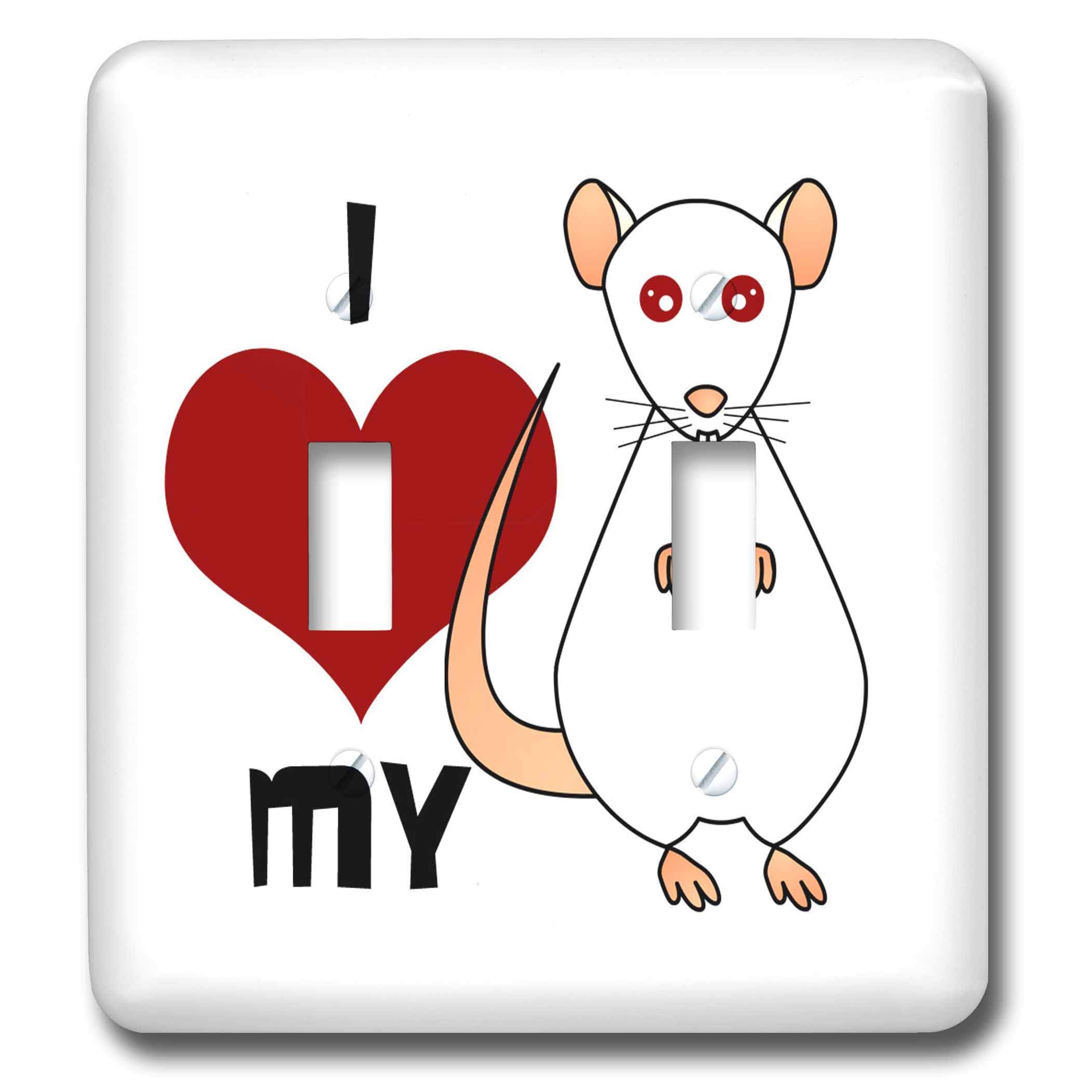 LOVE RAT（RED Ver.) 3dRose LLC lsp_10809_2 Love My Rat White Double Toggle Switch