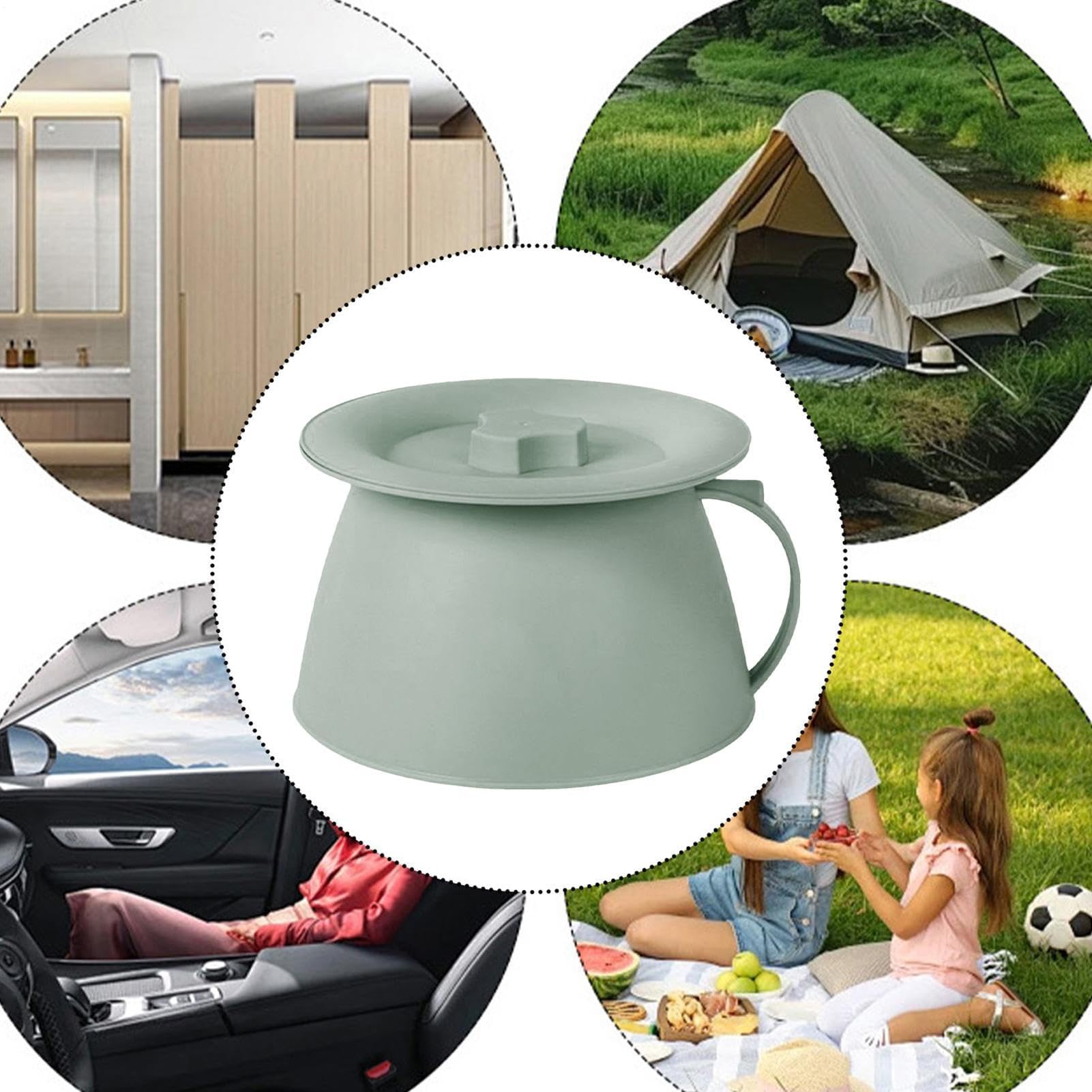 Tragbares Töpfchen für Erwachsene und Kinder, Nachttisch-Urinal mit Deckel, leicht zu reinigende Toilette für Camping, Reisen und Zuhause