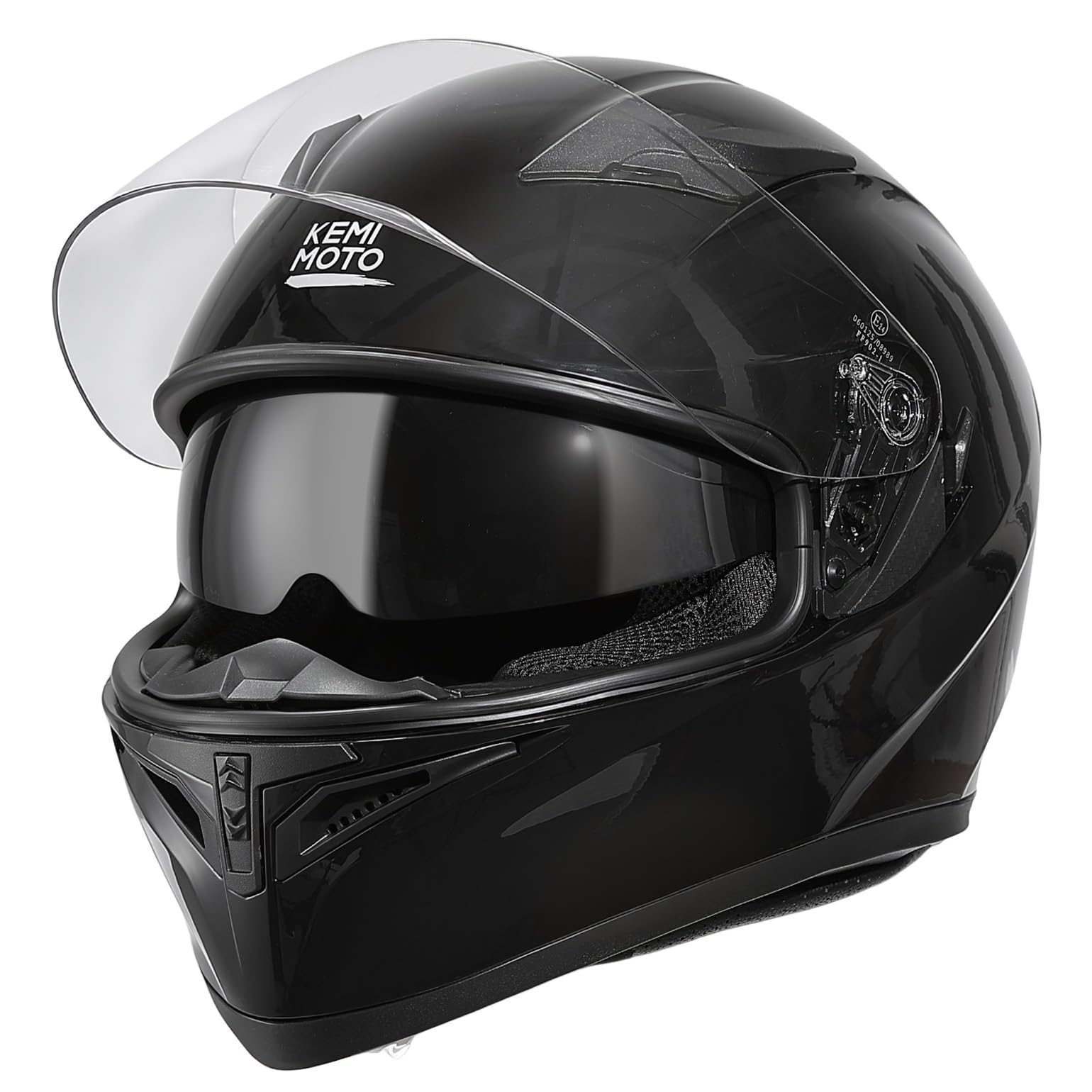 KEMIMOTO Integralhelm mit Integrierter Sonnenblende, ECE-R22.06 Zertifiziert, ABS-Schale, Belüftungssystem für Kinn und Kopf, Unisex, Geeignet für Motorräder und Roller