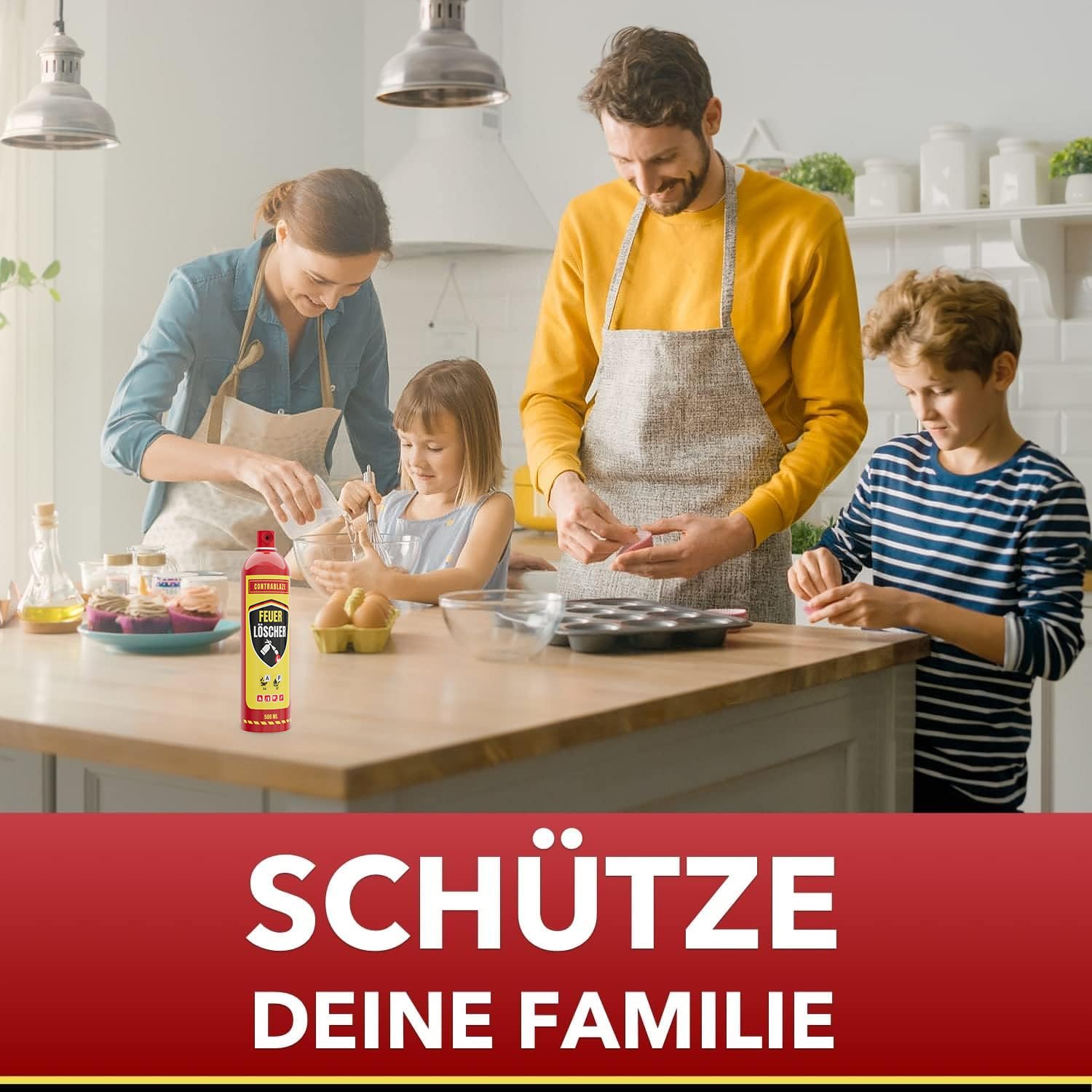 Spray extincteur domestique – 500 ml – Pour plus de sécurité dans votre vie quotidienne – Idéal pour la maison, la cuisine et la voiture – Efficacité testée contre les feux de graisse et les incendies