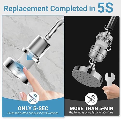 Miniatura 5 de Cabezal de ducha filtrado para cabello y piel más saludables elimina el cloro y los metales pesados, alta presión, 6 ajustes de modo, filtro de