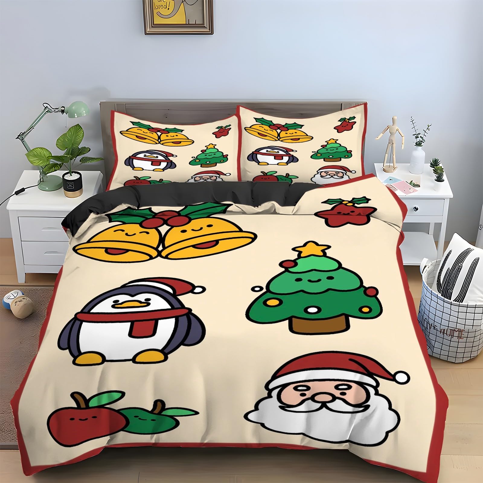 Ensemble de literie 3 pièces manchot 200x200, cadeau de Noël idéal