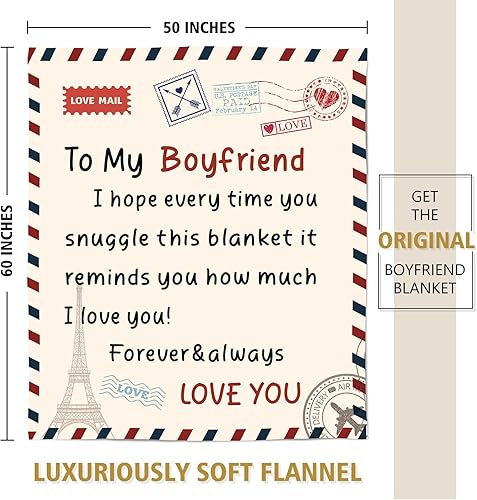 Miniatura 7 de leebbsin Regalos para novio, manta de novio, regalos del día de San Valentín para él, regalos de cumpleaños para novio, regalos románticos de