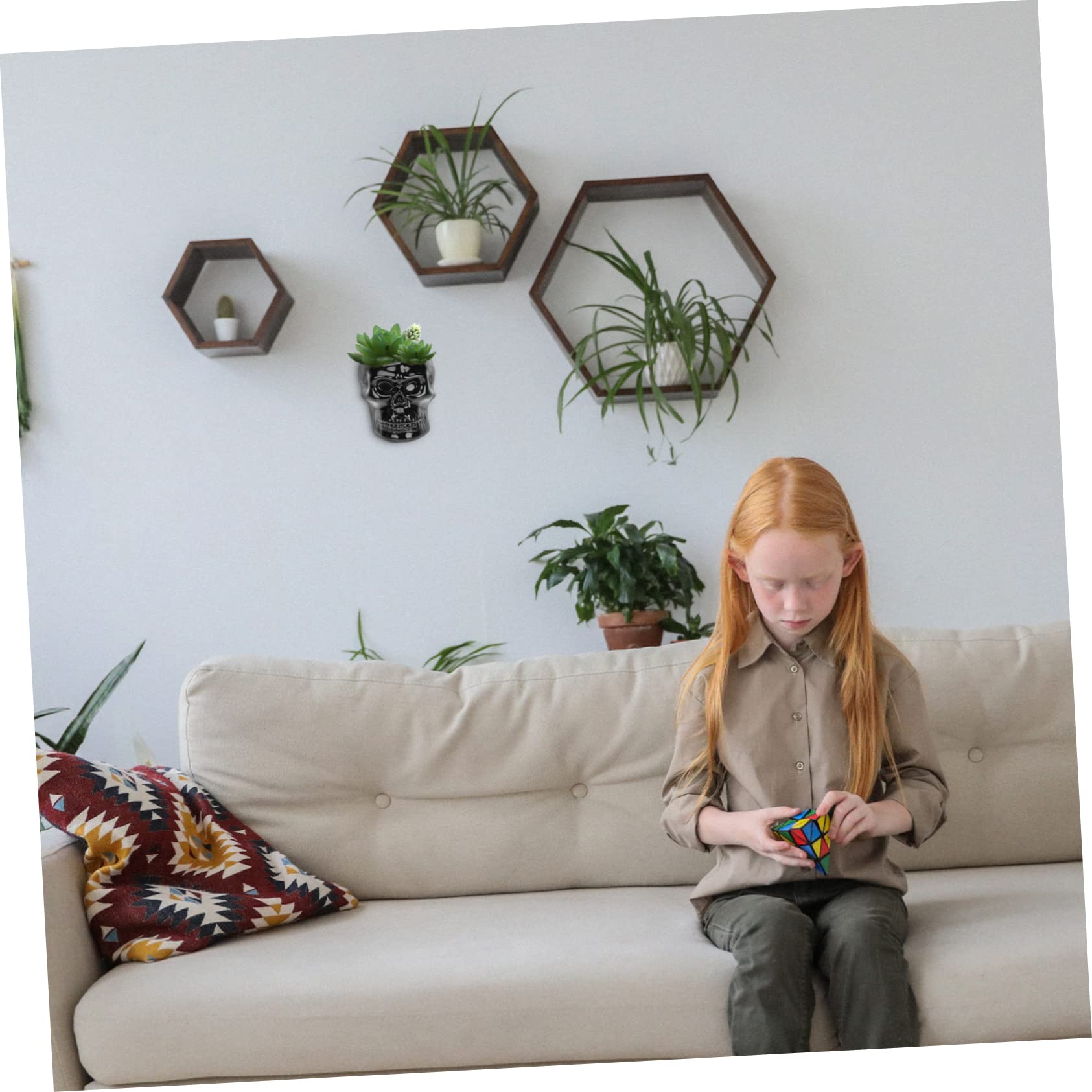 BUTIFULSIC Hanging Skull Flower Pot Ceramic Decorative Planter for Air Plants Creative Containers for Wall Wall Mounted Flower Pot