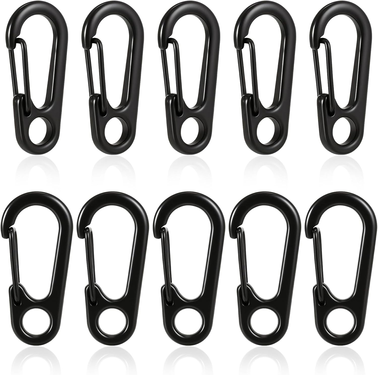 10 Pcs Mini Carabiner, Small Carabiner Clip Tiny Alloy Quick Release Carabiners Keychain Clips Multi-Purpose Spring Snap Hook for Outdoor Hiking Fishing Camping Backpack Accessories