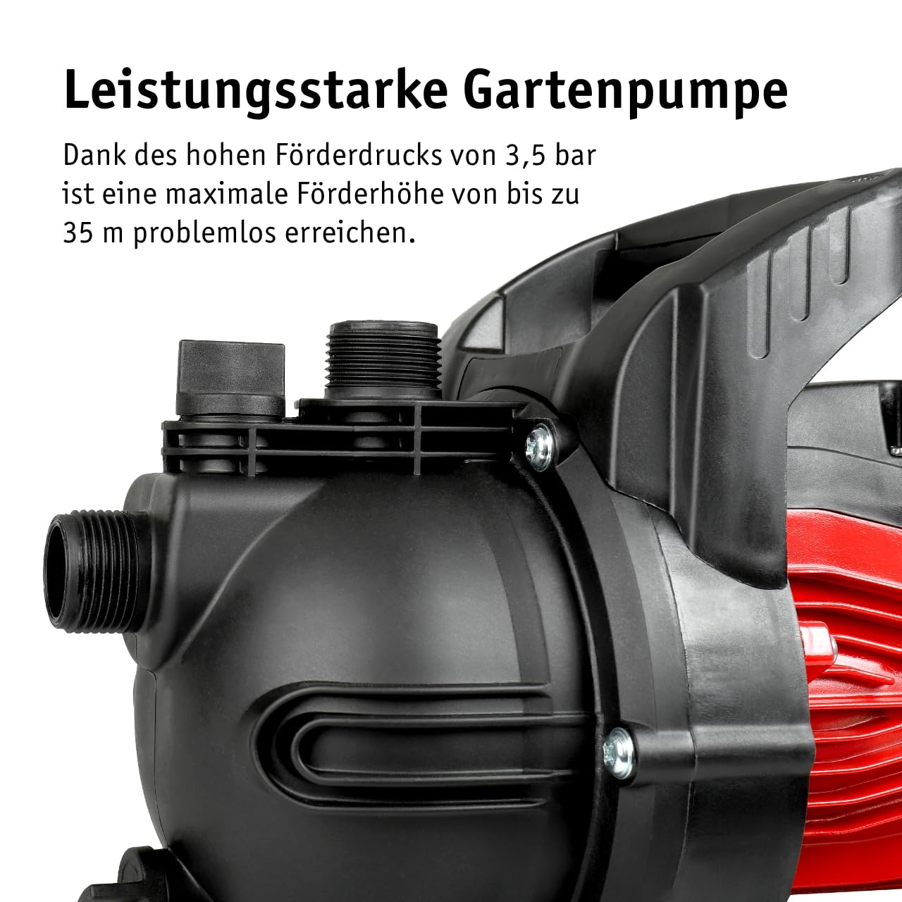 WALTER Gartenpumpe 600 W - Geräuscharmer Hochdruck-Wasserpumpe, 3000 l/h Kapazität, 35 m Förderhöhe - 3,5 bar Druck - Ideal für Pool, Kellerentwässerung & Gartenbewässerung