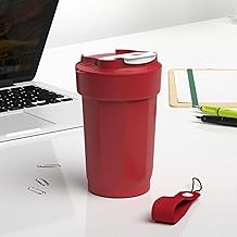 Castleite BrewCruise Travel Coffee Mug 6 & 8 Hours Hot & Cold 450ML Vacuum Insulated Stainless Steel Double Walled Sipper with Spill-Proof Flip Lid Design - Vogue Portable Companion (Towny Red)