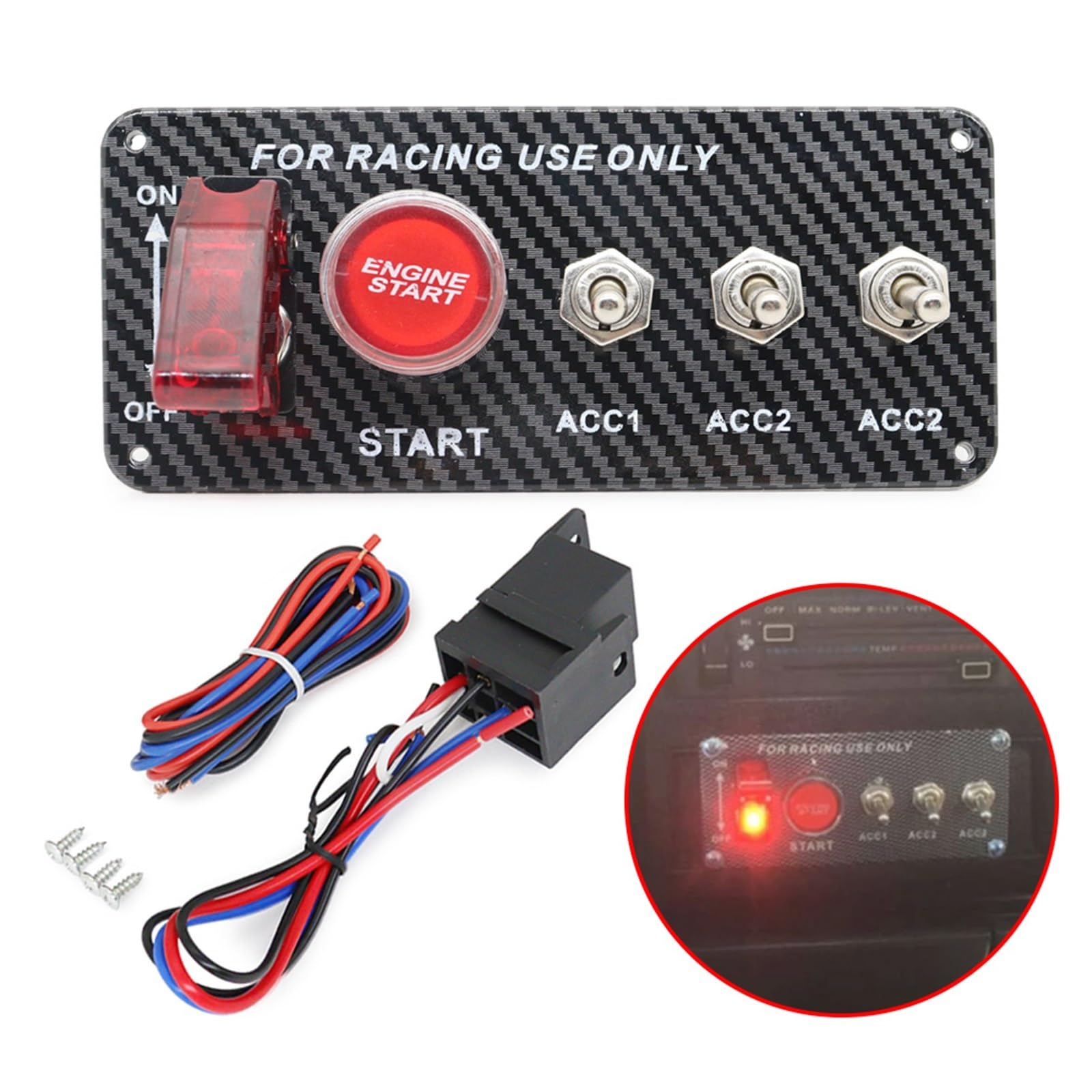 Interruptor de arranque Interruptor de encendido LED 12 V para coche carreras, interruptor y apagado del motor, panel interruptores palanca(9.5cm silver switch)