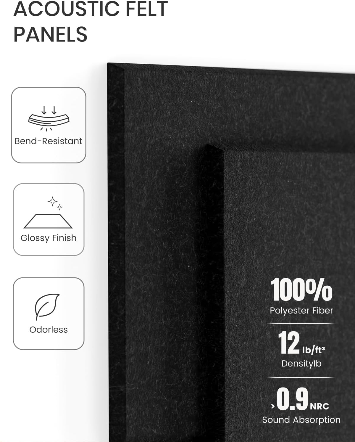 Large Felt Bulletin Board 36"x24", 6-Pack 4-Compartment Wall Organizer, Cork Board Alternative with 60 Removable Adhesive Tabs, Modular Felt Panels for Home Office, Classroom and Study-Black