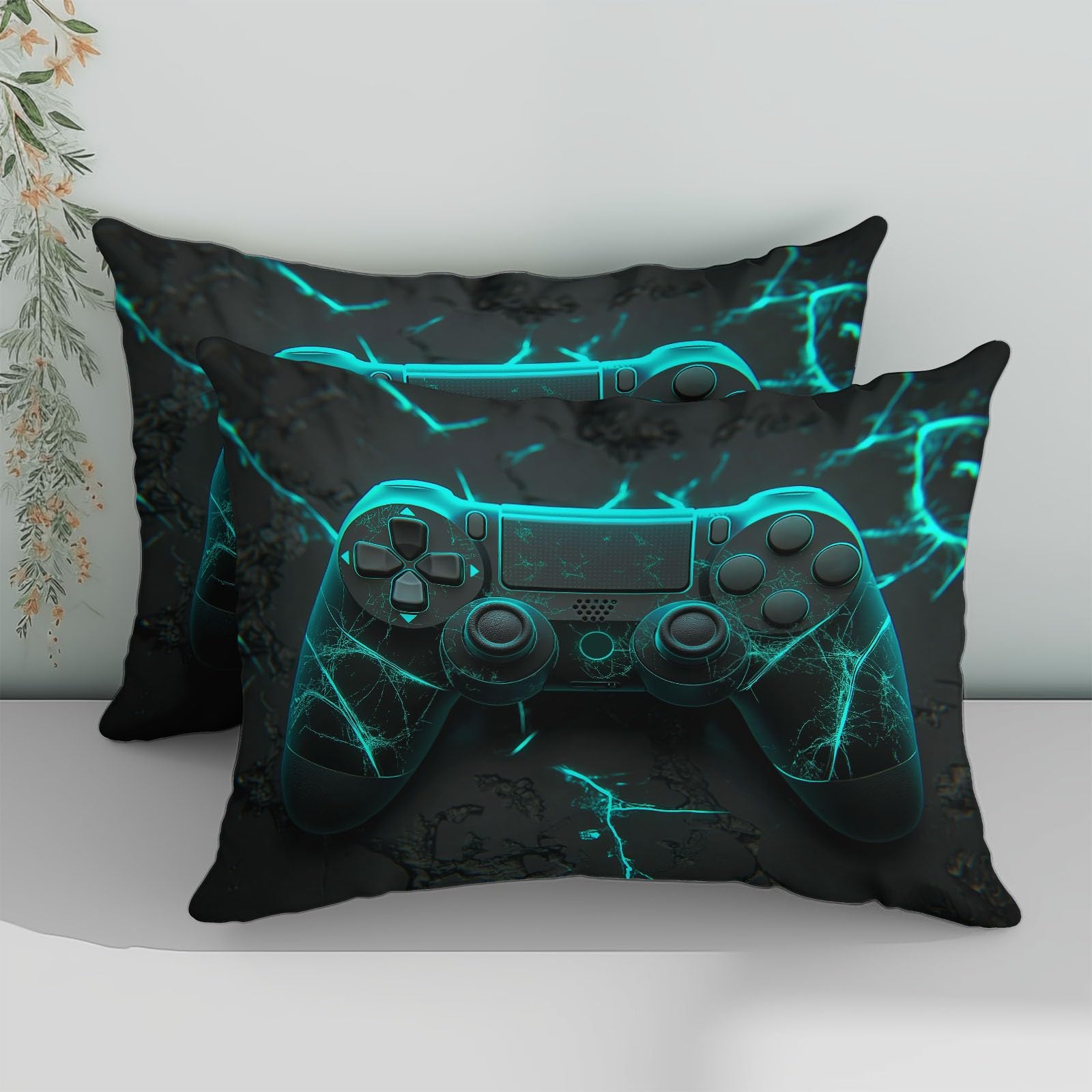 3D Bettwäsche 220 x 240 cm Gamecontroller Crack Bettwäsche-Set Schwarz, Weich Bügelfrei Atmungsaktiv mit Reißverschluss, Inklusive 1 Bettbezug und 2 Kissenbezügen 80x80 cm