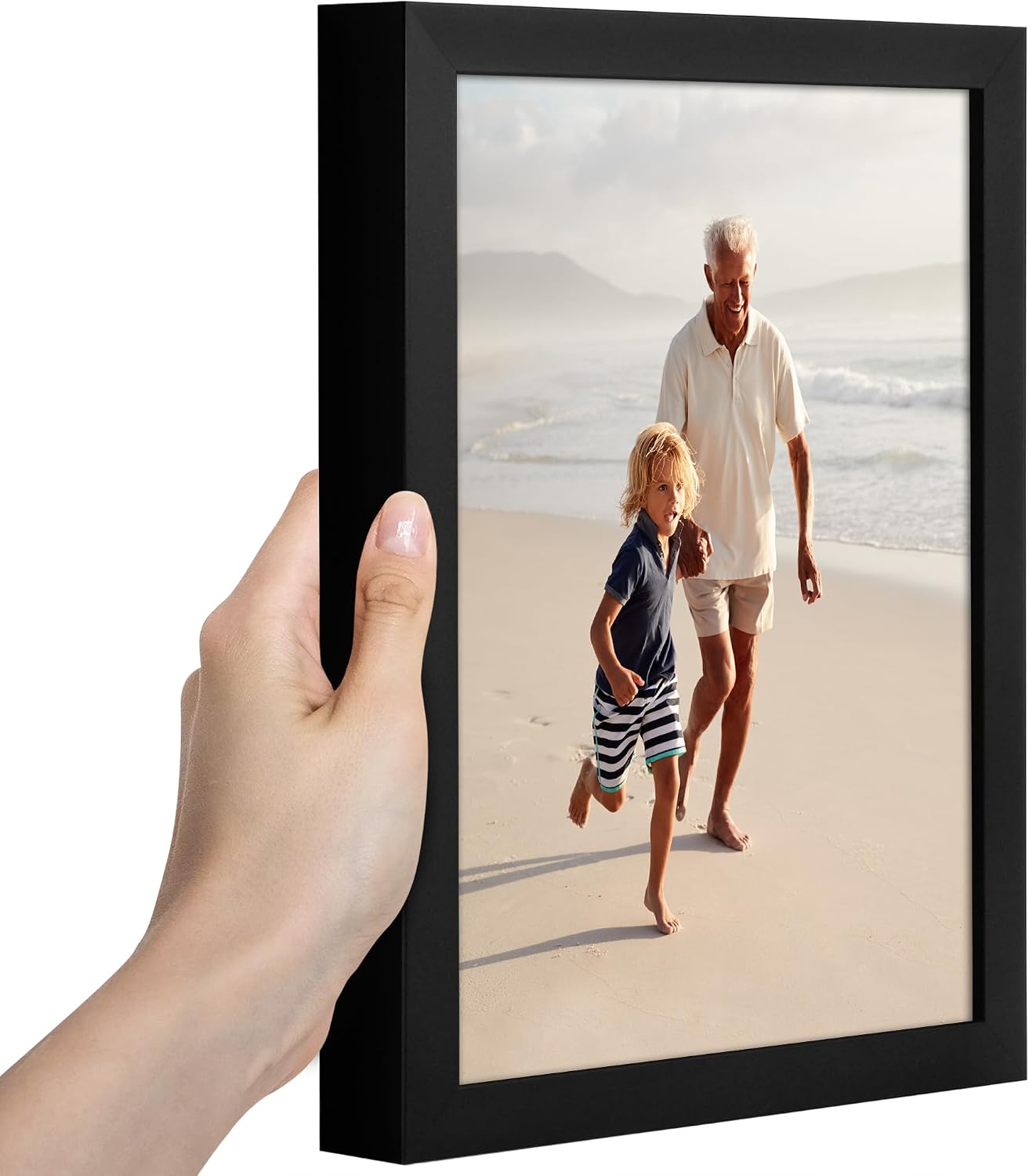 Americanflat 8.5x11 Picture Frame with Shatter-Resistant Glass - Soho Collection - Gallery Style Deep Molding Picture Frames for Tabletop and Wall Display - Black