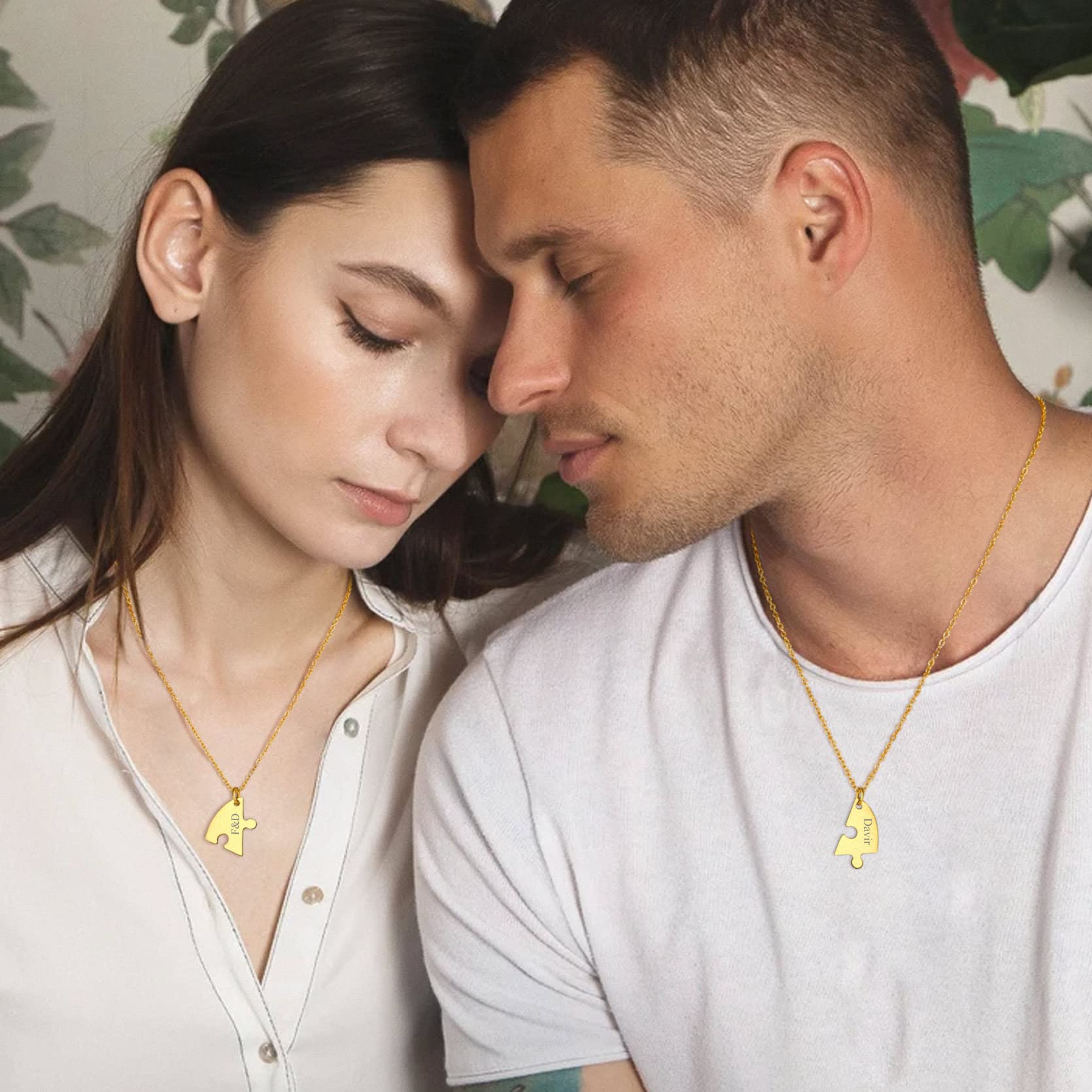 GoldChic JEWELRY Collana Donna Cuore Puzzle Collane Personalizzate, Ciondoli Di Amicizia Divisi In Acciaio Inossidabile Per Lui e Per Lei, Madre Figlie Gioielli Di Famiglia Regali Per Coppie