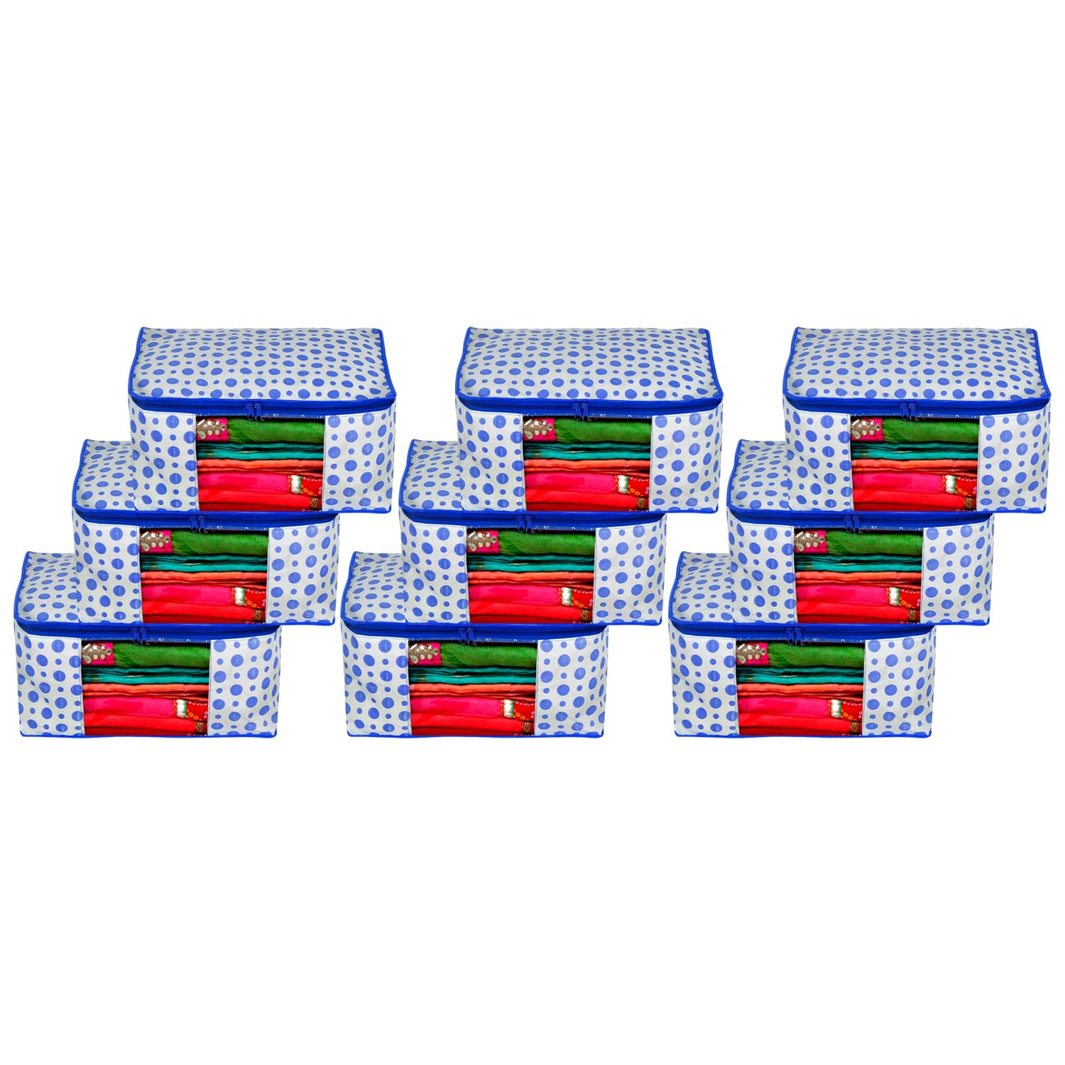 Kuber Industries Polka Dot Saree Covers With Zip|Wardrobe Organizer For Clothes|Keep 8 To 10 Saree|Suitable for Lehenga, Suit, Dress|Pack of 9 (Blue & White) (B0CJ2P3CRT) Amazon Price History, Amazon Price Tracker