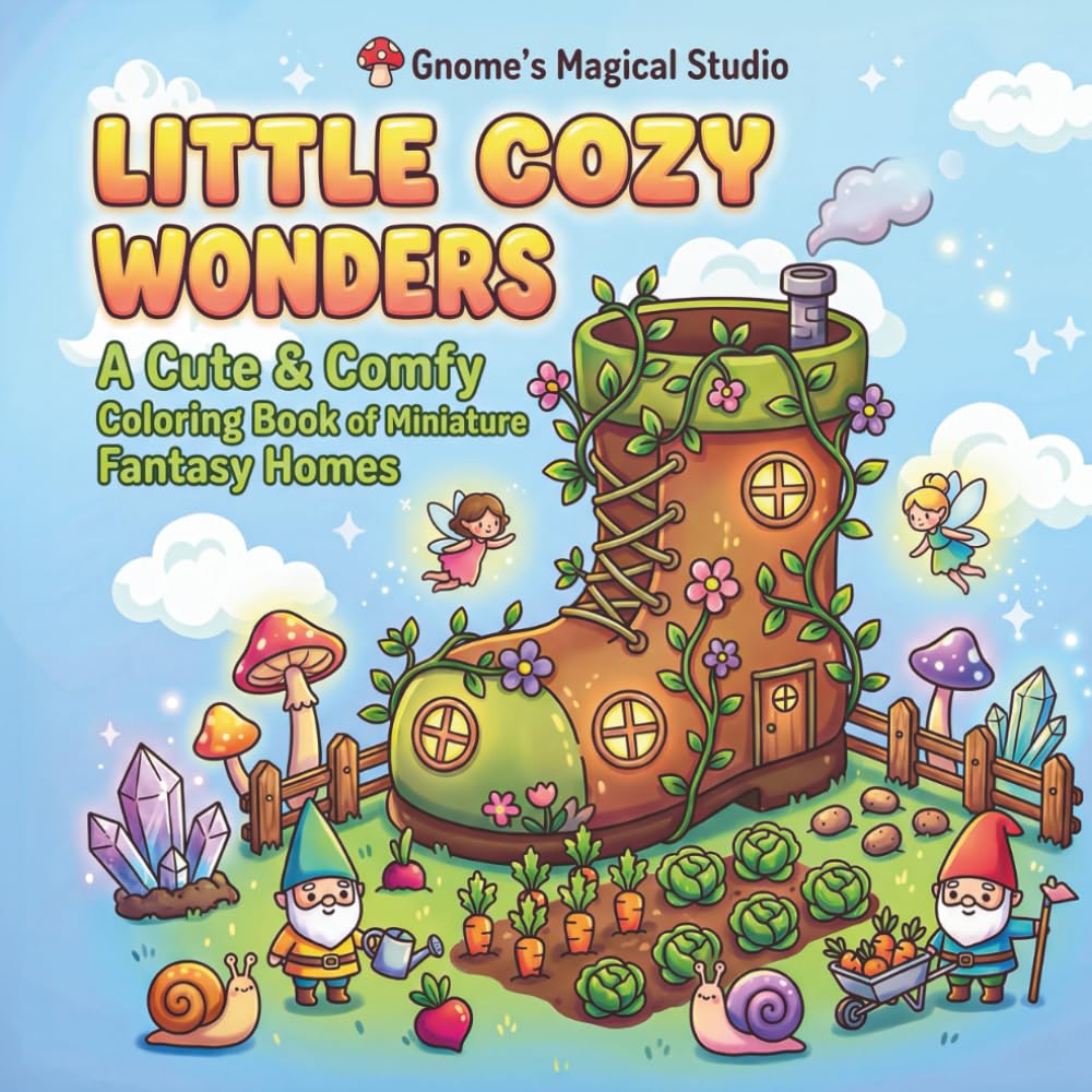 Little Cozy Wonders: Cute & Cozy Bold & Easy Coloring Book for Adults & Teens (56 Relaxing Scenes) Featuring Miniature Fantasy Homes