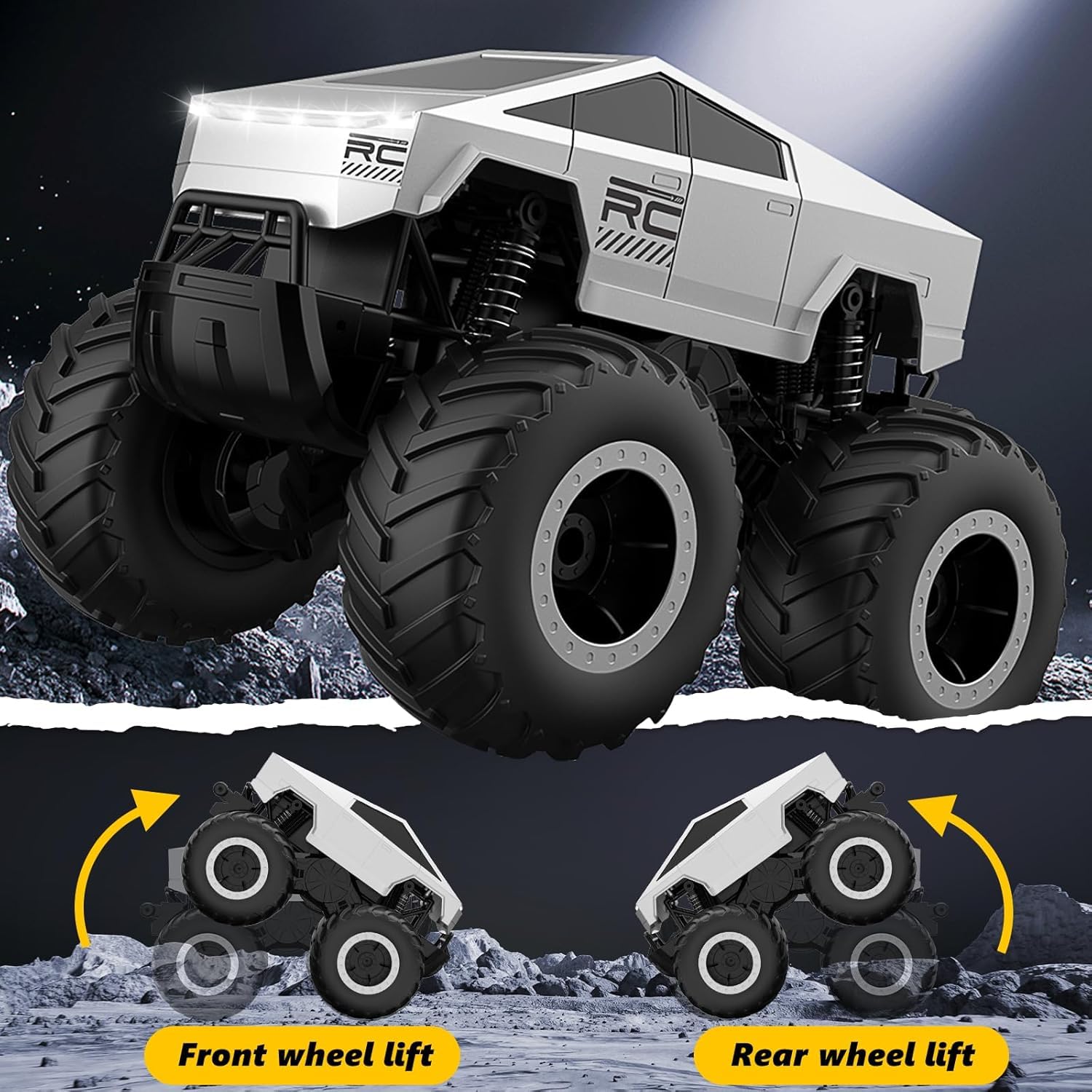 CROPDAK RC Cybertruck Toy Remote Control Car Off-Road Pick-Up Truck Waterproof RC Monster Truck 4Wd All Terrain Off Road 2.4Ghz RC Cars Gifts for Boys/Girls Ages 6+ 1