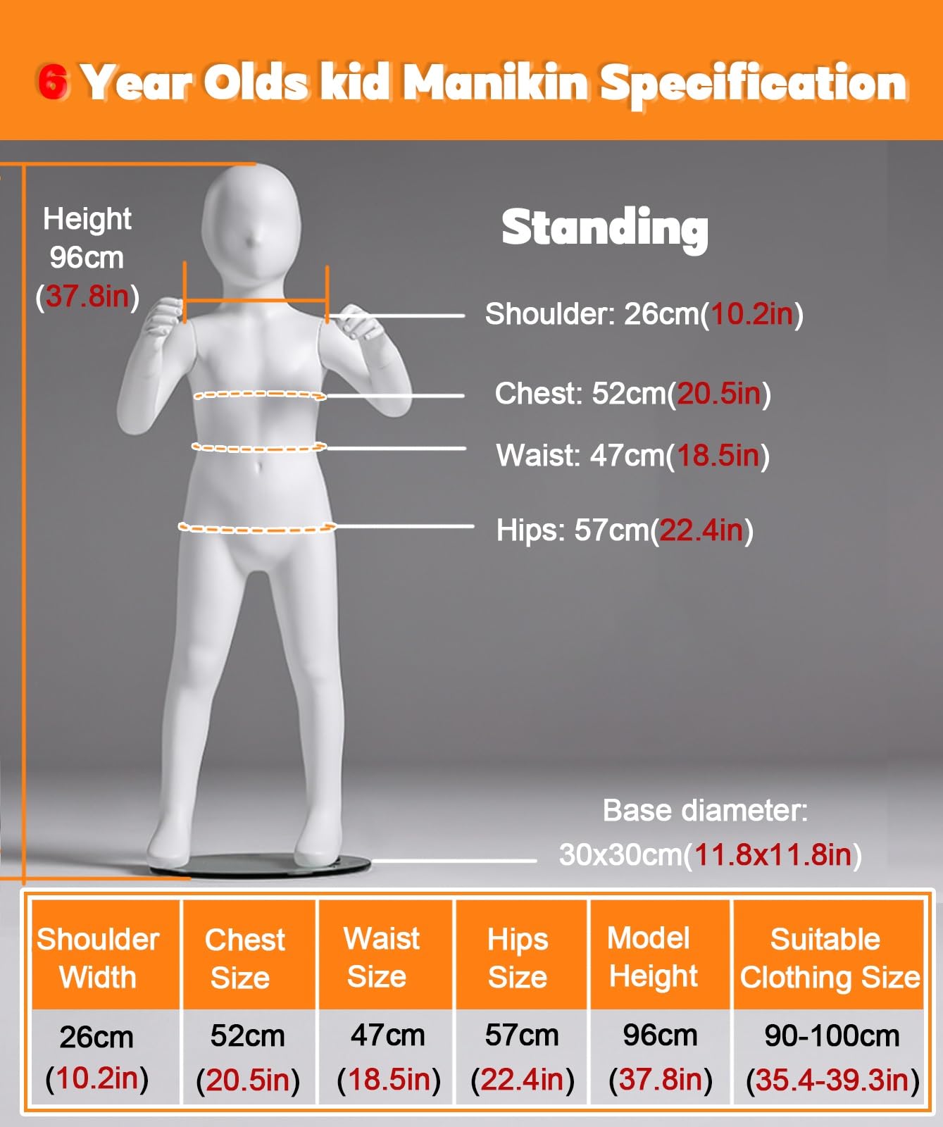 Manekin, manekin o pełnej figurze dla dzieci 80-96 cm - zdejmowany realistyczny manekin dla dzieci w wieku 3-6 lat, idealny do sklepów z odzieżą dziecięcą i butikami dla niemowląt