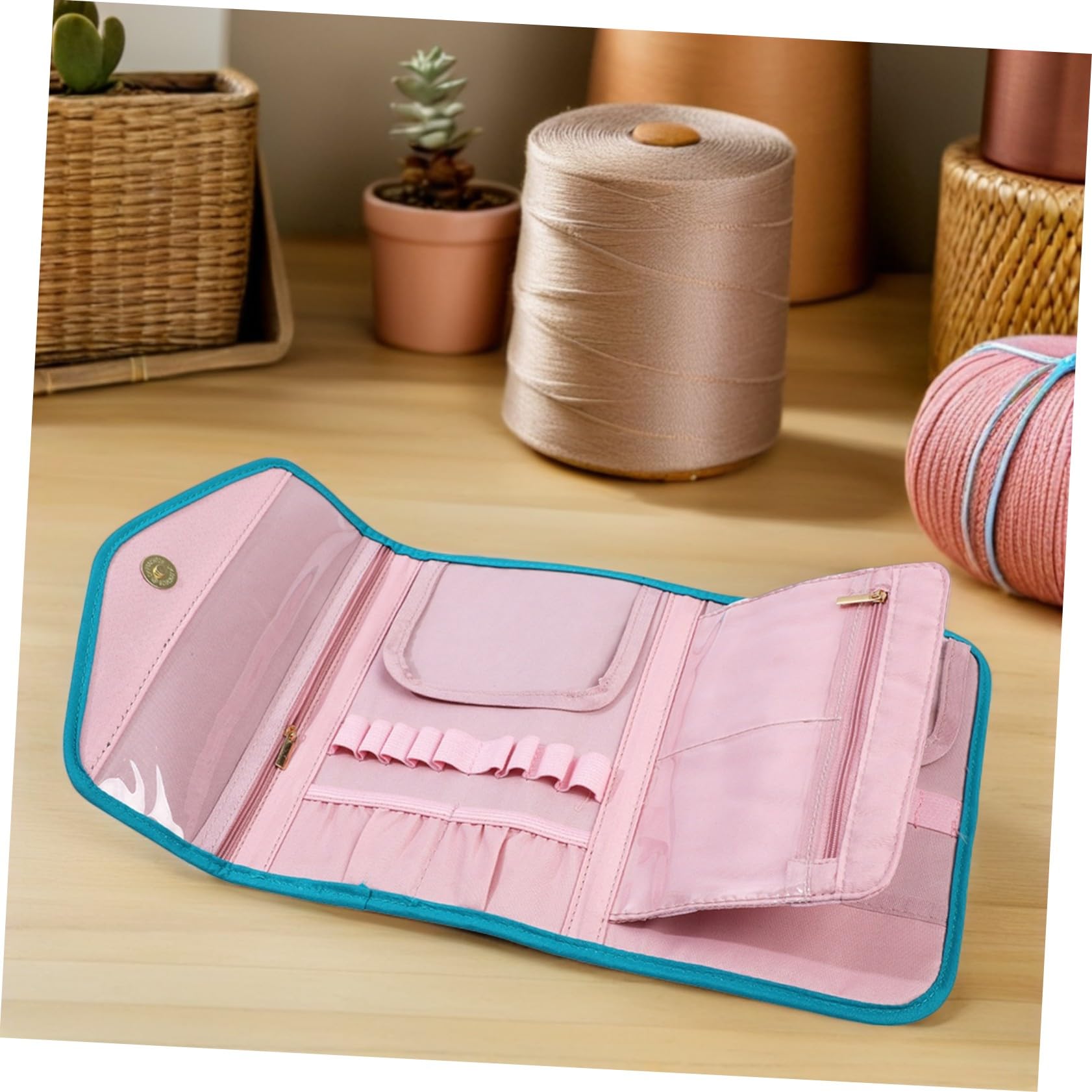SHINEOFI Bolsa Organizadora para Ganchillos de Crochet con Múltiples Compartimentos Resistente Tela Oxford y Estructura Plástica Diseño Protector y Portátil para Almacenar Herramientas de