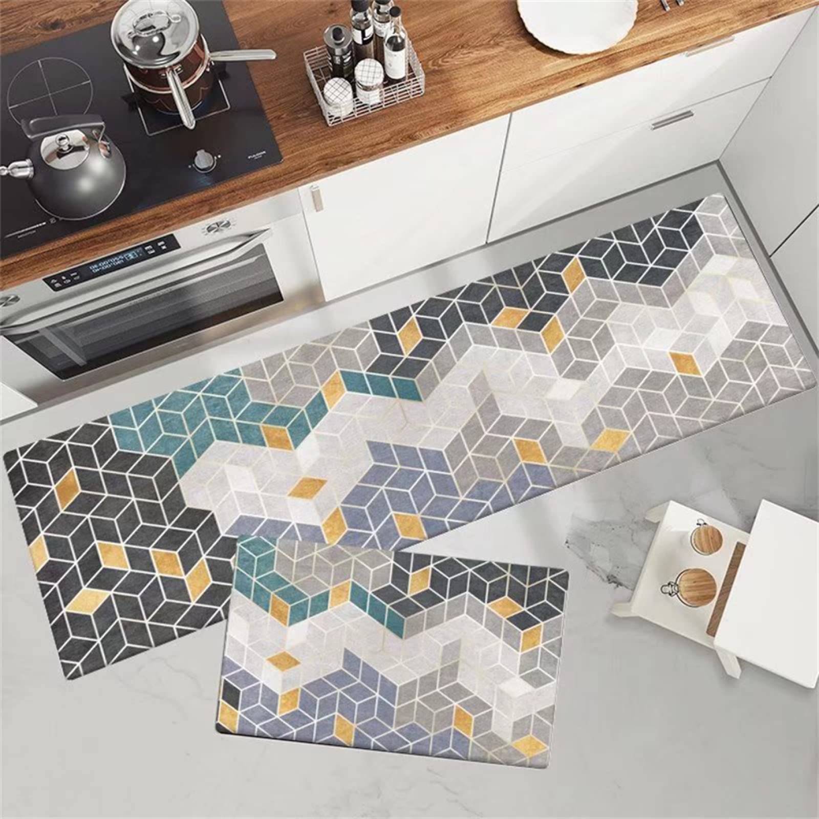 Tapis cuisine super absorbe l'eau et l'huile lot de 2 lavable