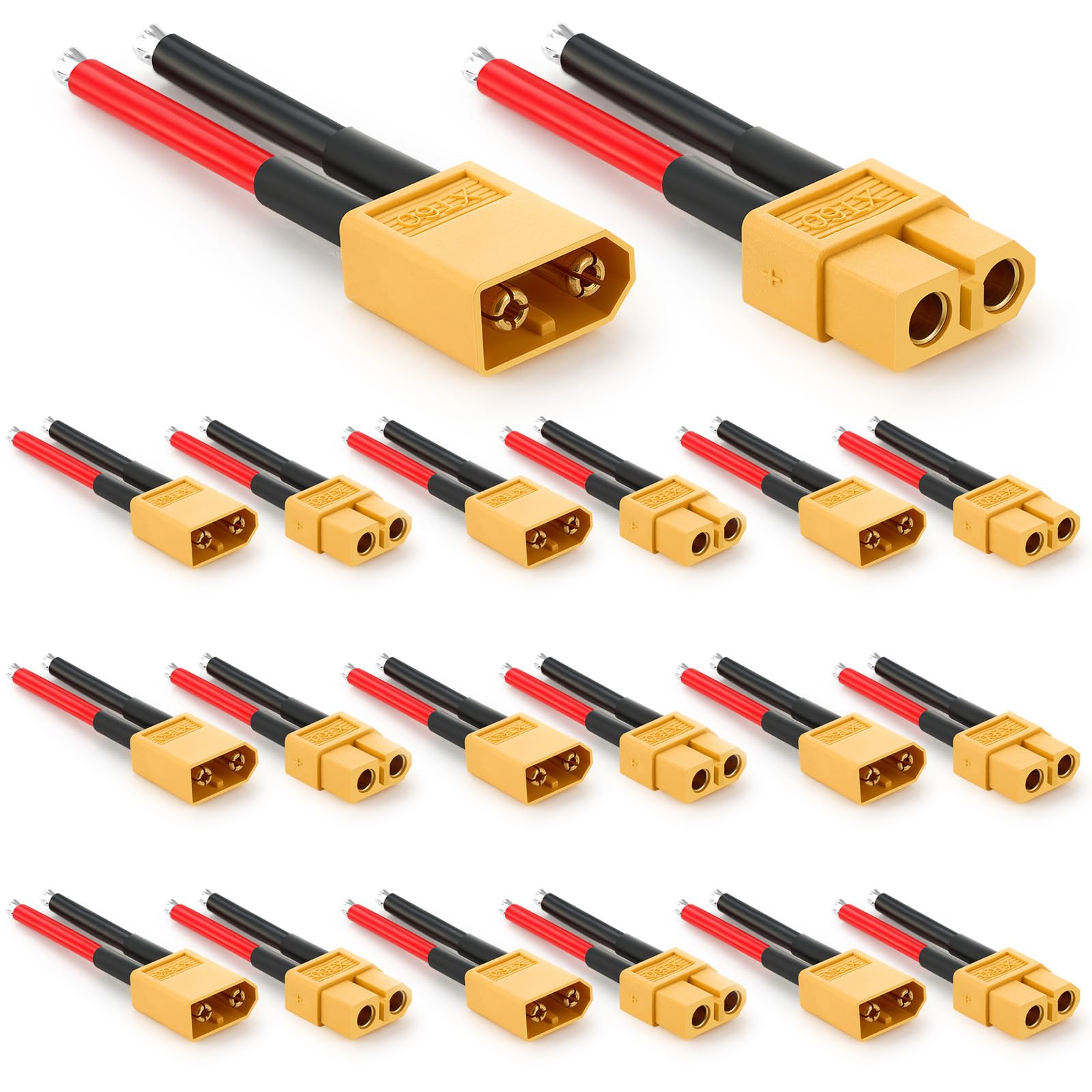 Frienda 10 Pairs Xt60 Plug Connector Female and Male with 14awg Silicon Wire Pre-soldered Kit Bullet Plug Connector for Rc Lipo Battery Cable FPV Quadcopter Car Boat