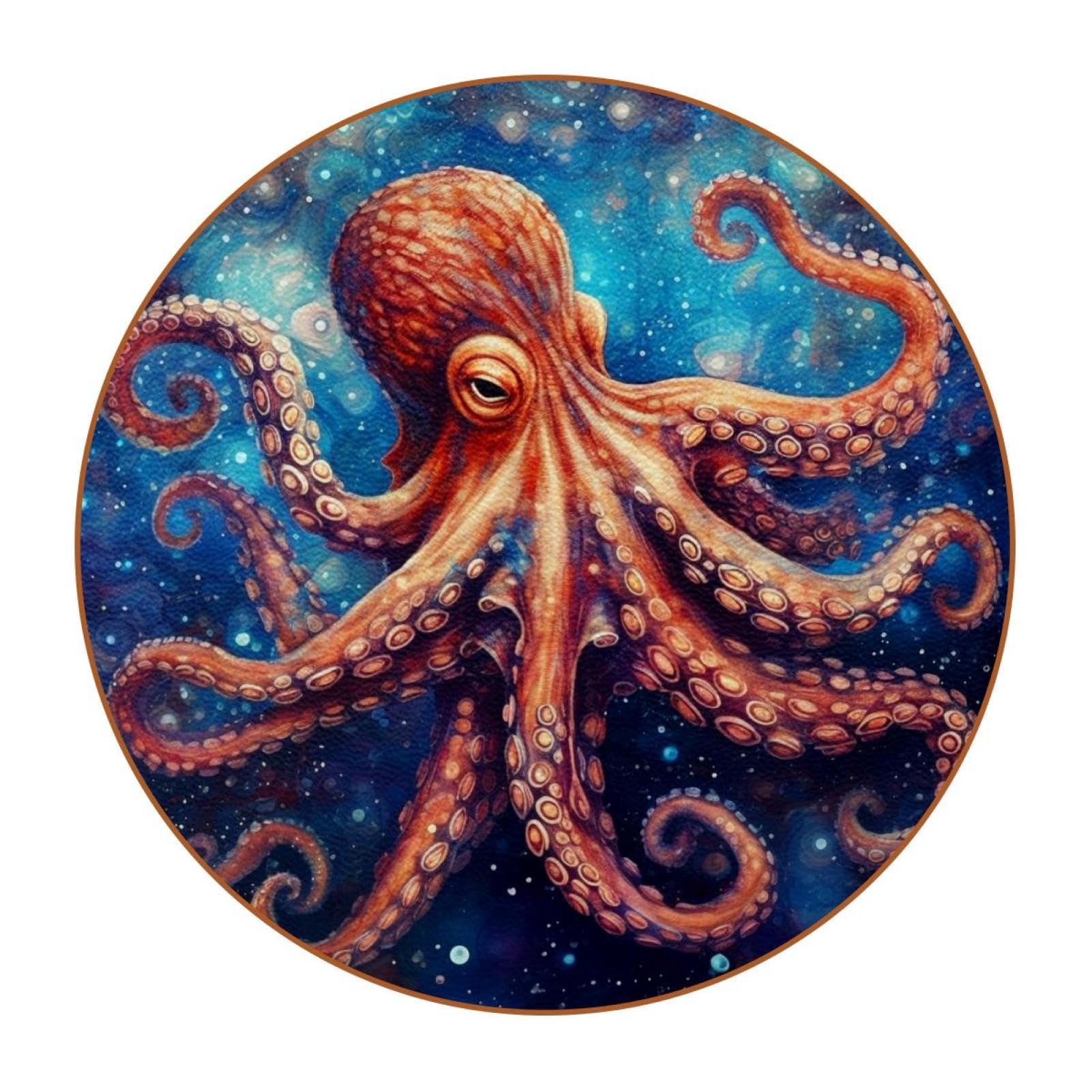 Cartoon-Galaxie-Oktopus-Untersetzer für Getränke, 6 Stück, Tisch-Schutzmatte für Weingläser, Tassen und Tassen, wiederverwendbar im Büro, Küche, Bar, 10,9 cm