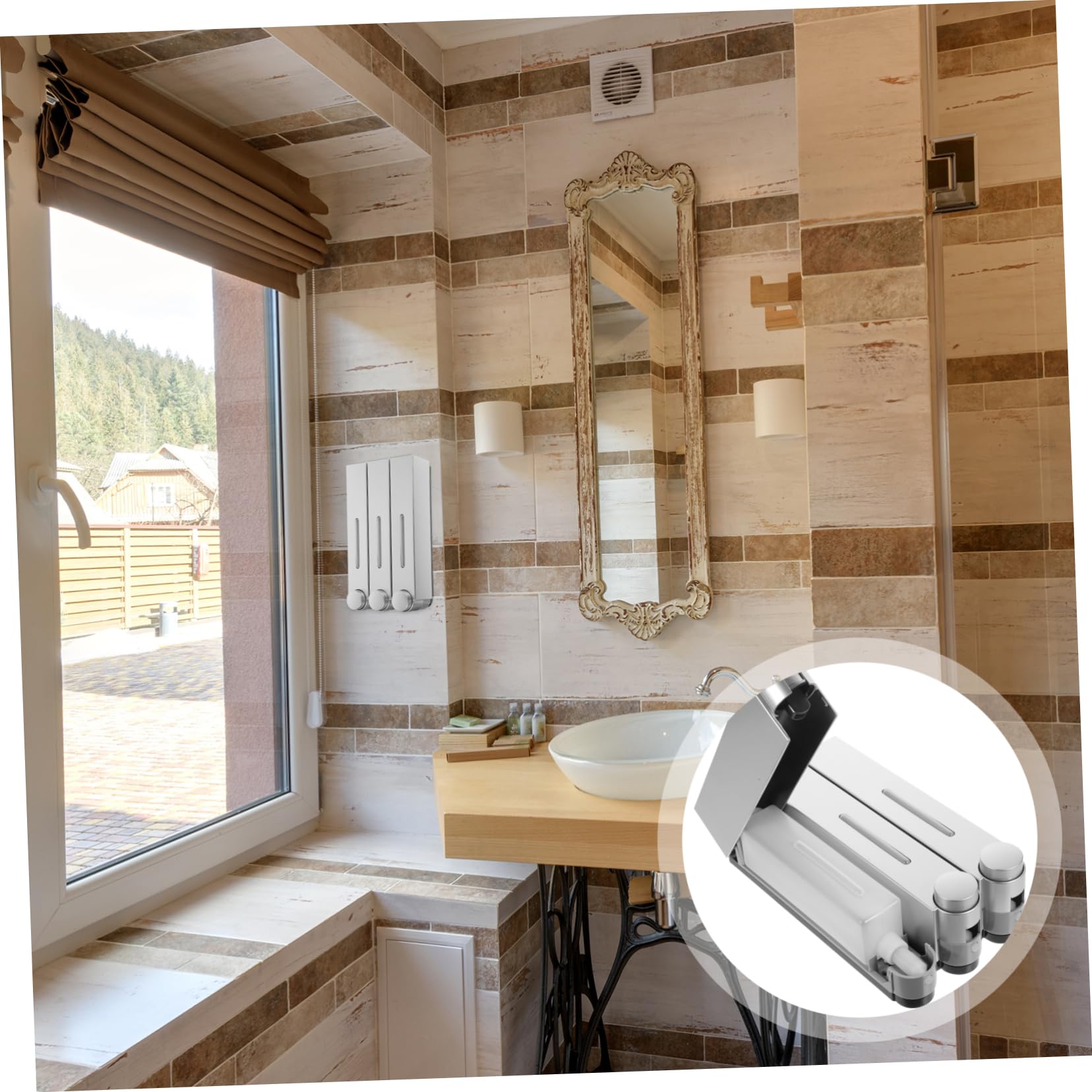 IMIKEYA Dispenser Di Sapone 3 Scomparti Doccia Parete Gel Shampoo Bottiglia Riempibile