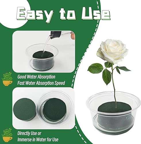 Miniatura 4 de 8 piezas de espuma floral redonda, espuma verde para flores húmedas y secas, bloque de espuma para plantas de floristería para bodas, flores