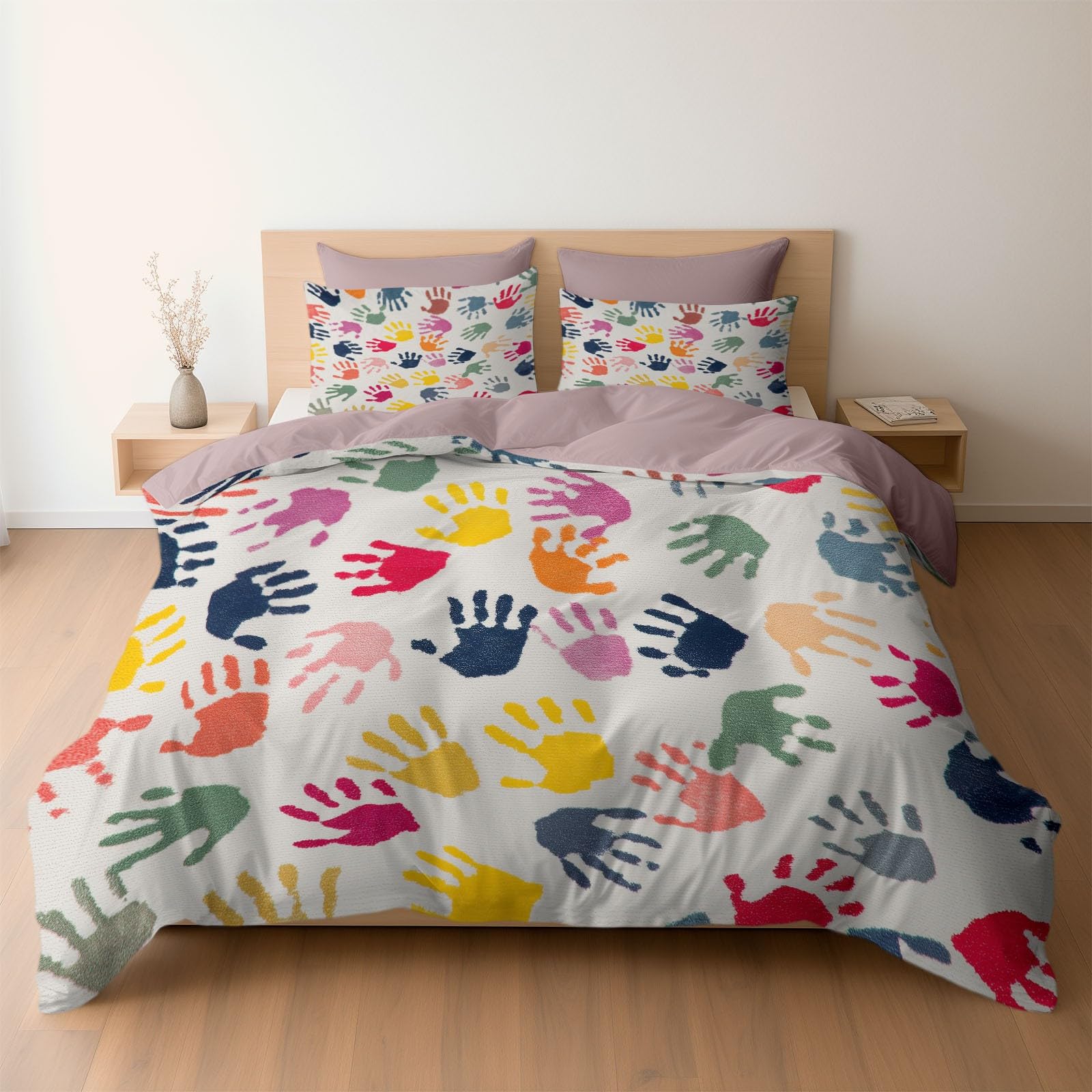 Parure de lit mauve 140x200 cm anti-plis pour lit une personne