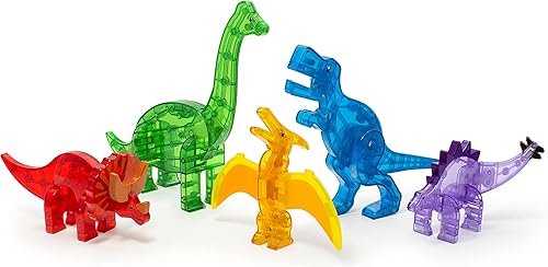 Miniatura 5 de MAGNA-TILES Dinos - Juego de construcción magnética de 5 piezas, la marca original de construcción magnética