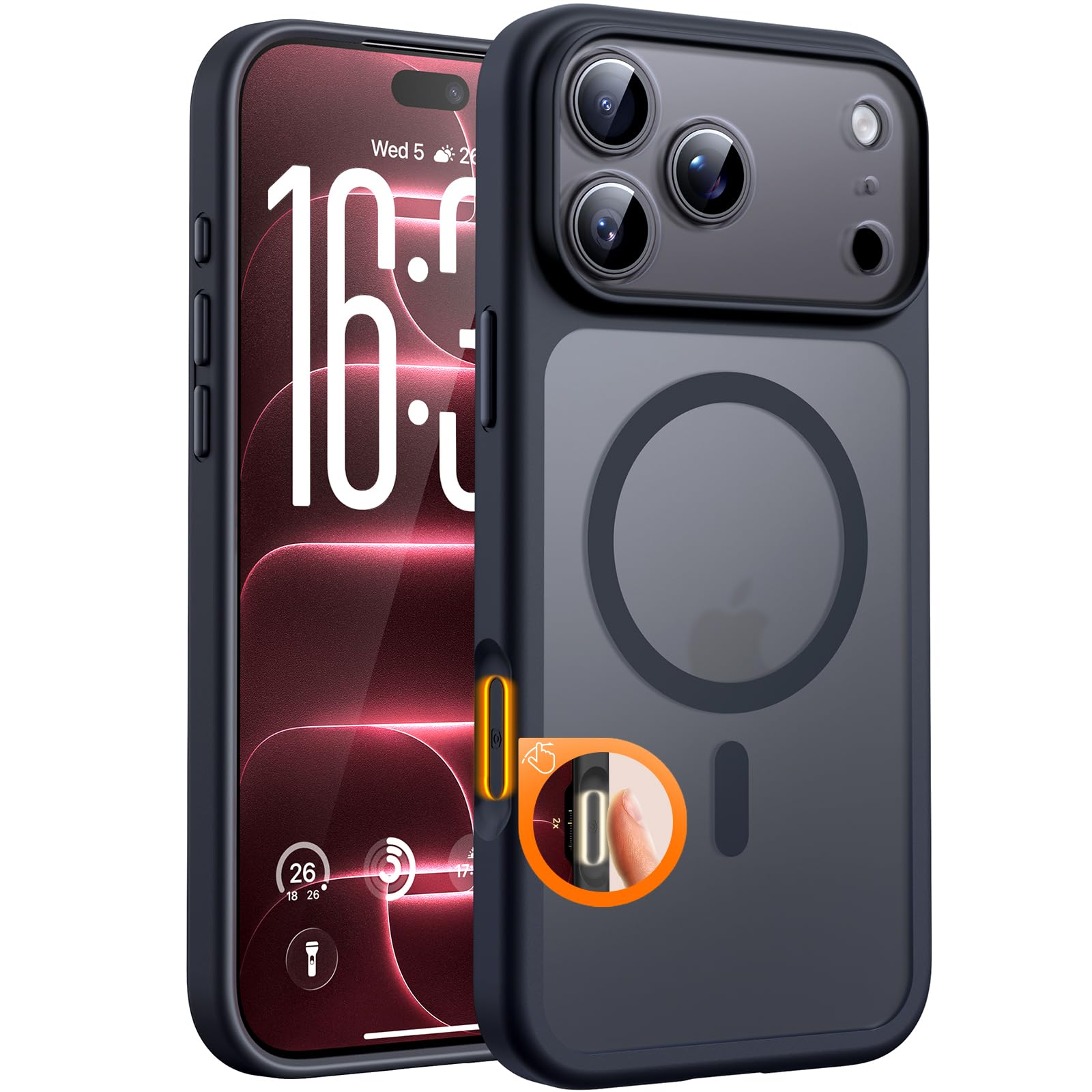 TOCOL for iPhone 18 Pro Case, Compatible with MagSafe, Black