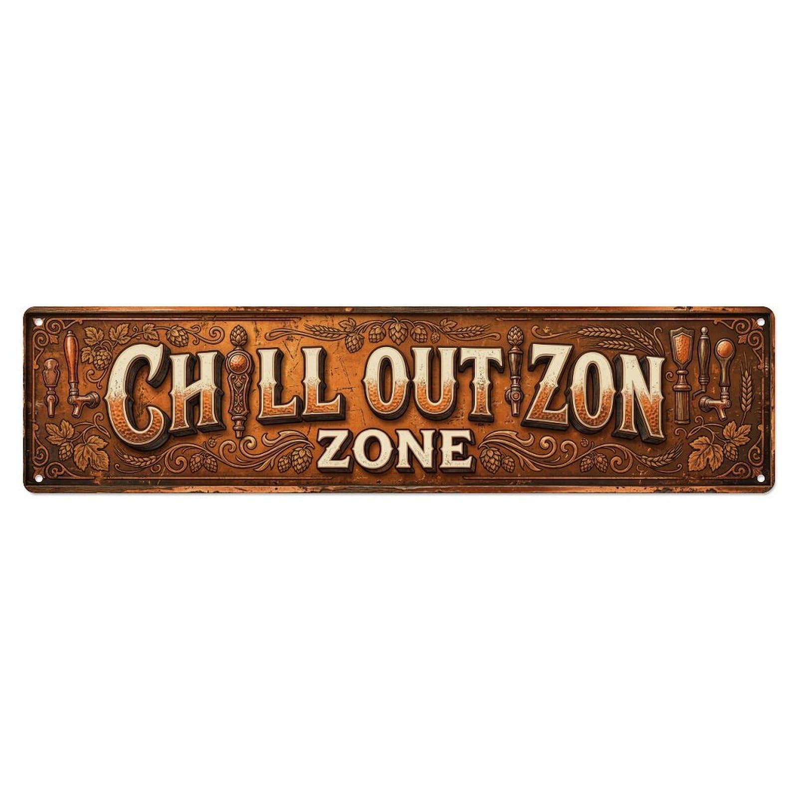 Chill Out Zone Retro Taproom Metal Tin Skinny Sign Plaque Wall Decor for Cafe, Club Bar, Office, Home Garden Metal Poster 4x16Inch