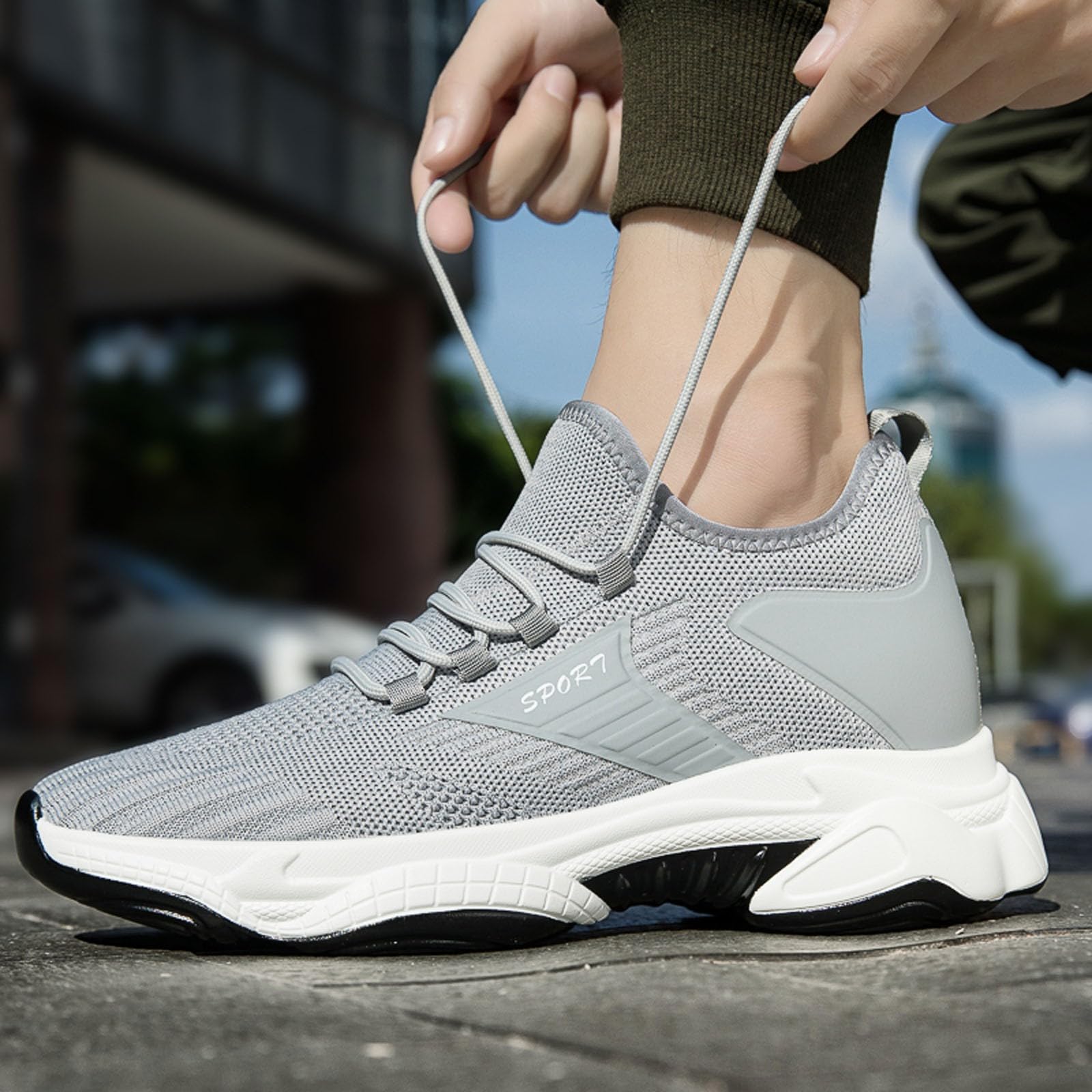 Elevate Shoes - Zapatillas de malla para hombre, para correr, para verano, transpirables, ligeras, para senderismo, exteriores, 10 cm de alto, para correr