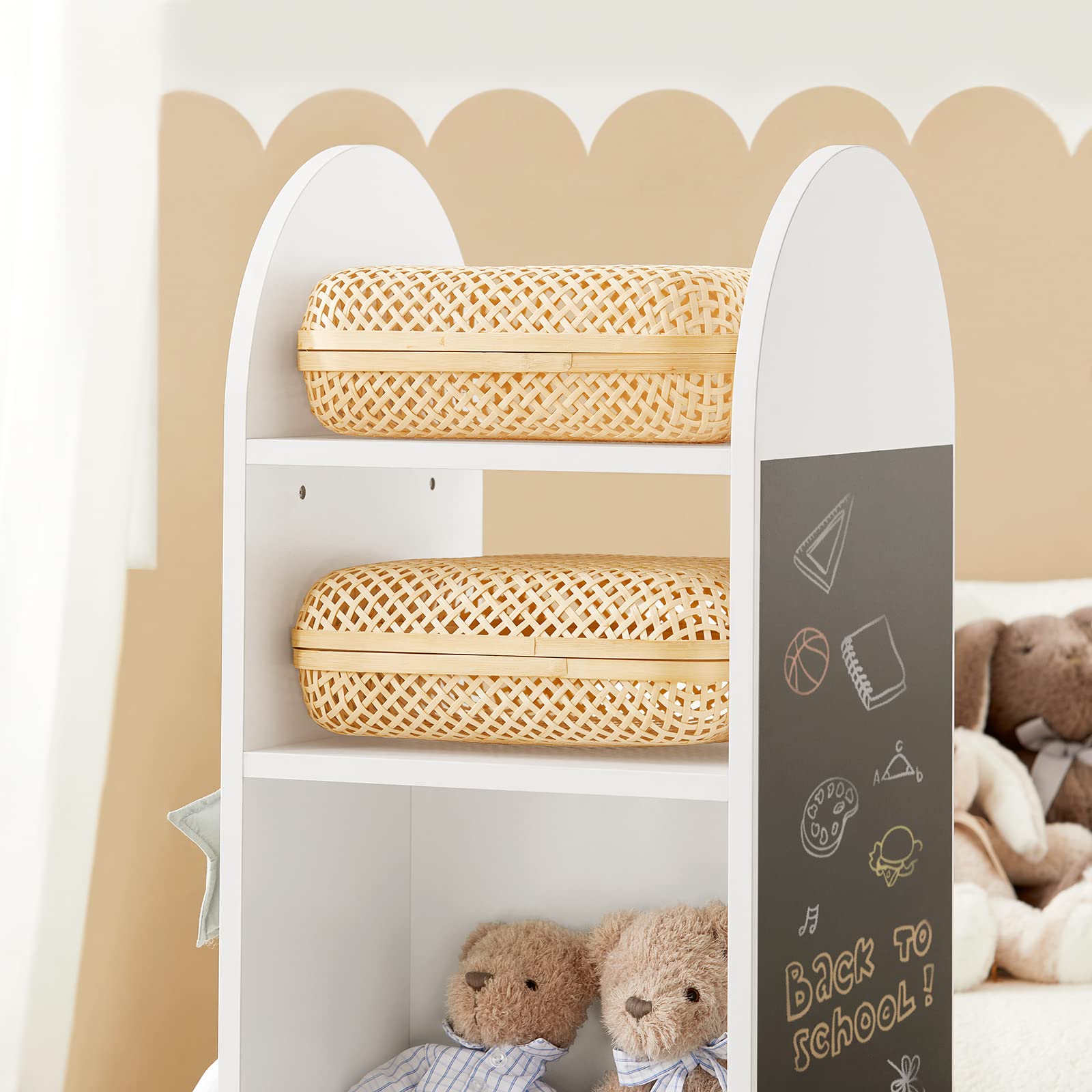 SoBuy Kinderboekenkast, Boekenkast voor Kinderen, Boekenplank, Boekenrek, Speelgoedplank, voor Kinderkamer, Speelkamer, met 2 Planken en 3 Compartimenten, 60 x 36 x 89 cm, Groen, KMB90-GR