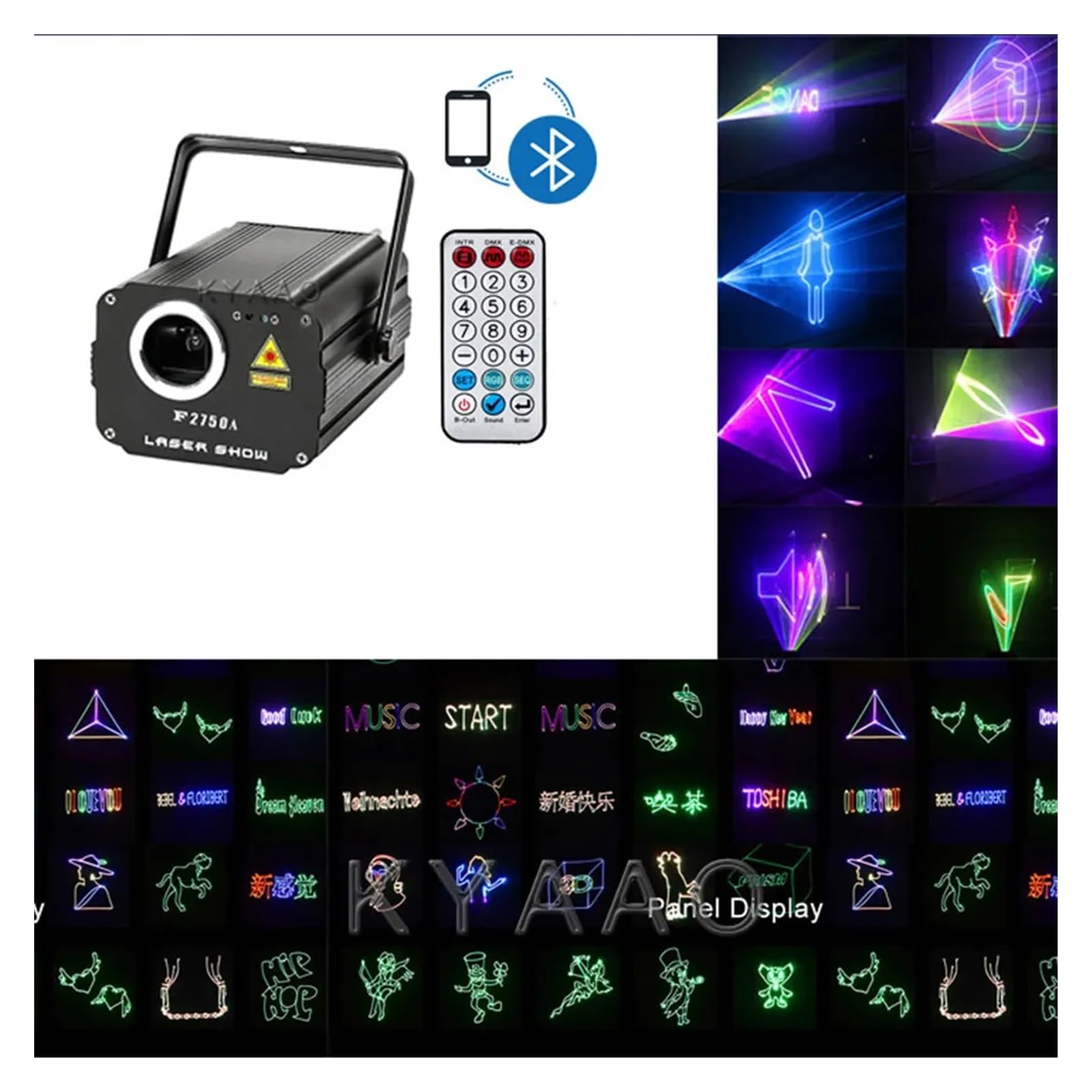 Luci per Feste, F2750A Animazione Luce DJ Discoteca Illuminazione da palco Matrimonio Compleanno Festa Proiettore remoto