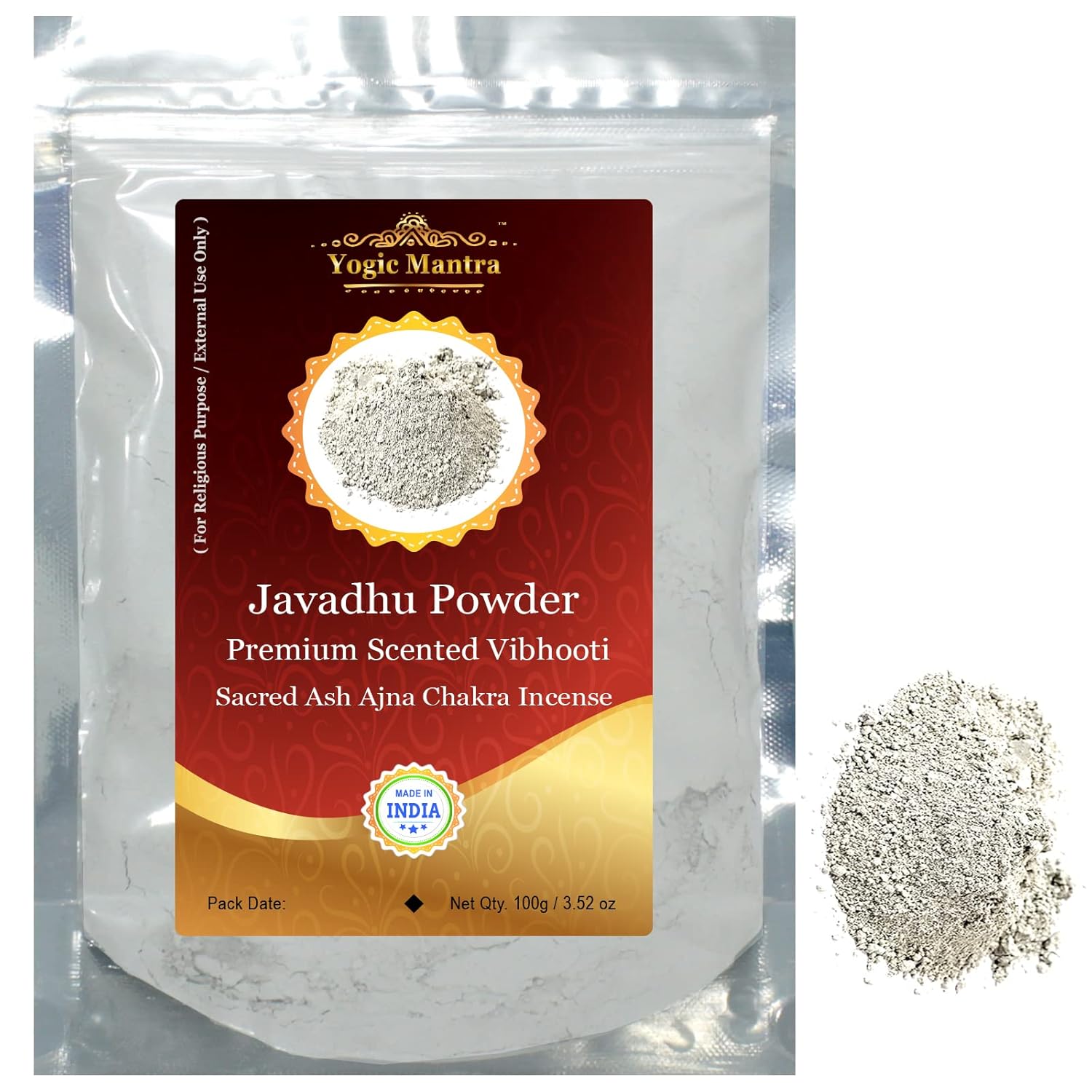 Yogic Mantra Javadhu Powder Scented Vibhooti (100g Resealable Pouch