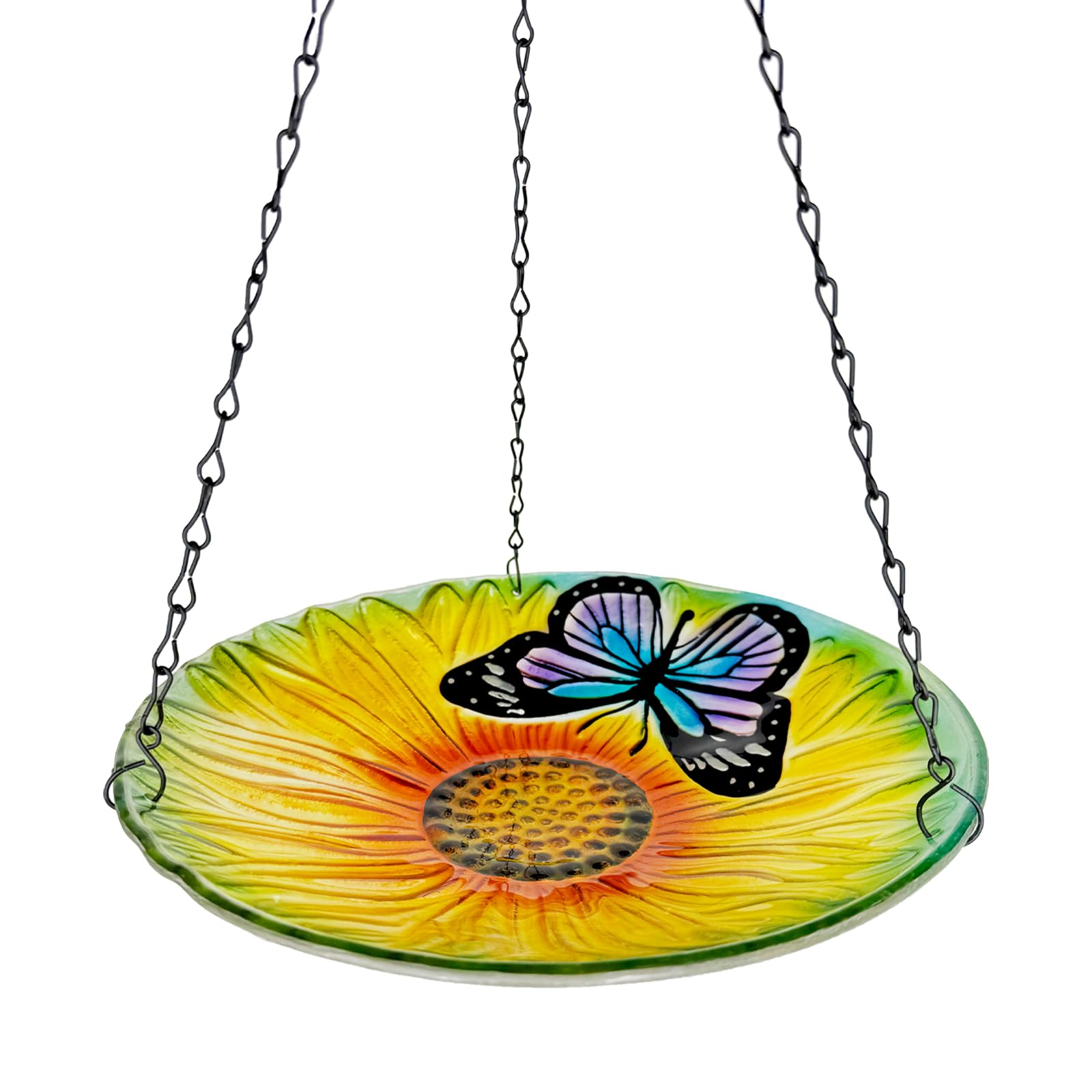 NASSNAT Sunflower Hanging Glass Bird Bath