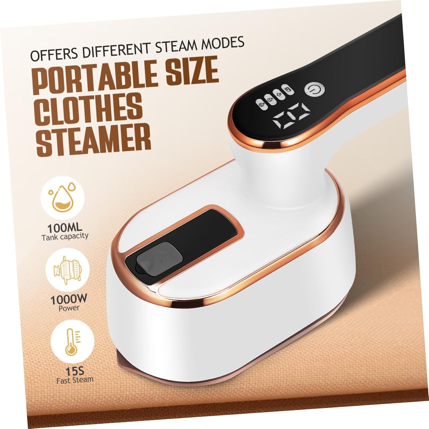 Portable Clothes Steamer with Folding Handle Fast Heating Travel Garment Iron for Wrinkle Removal Compact Design Water Tank Tailored Modes for Various Fabrics US Plug