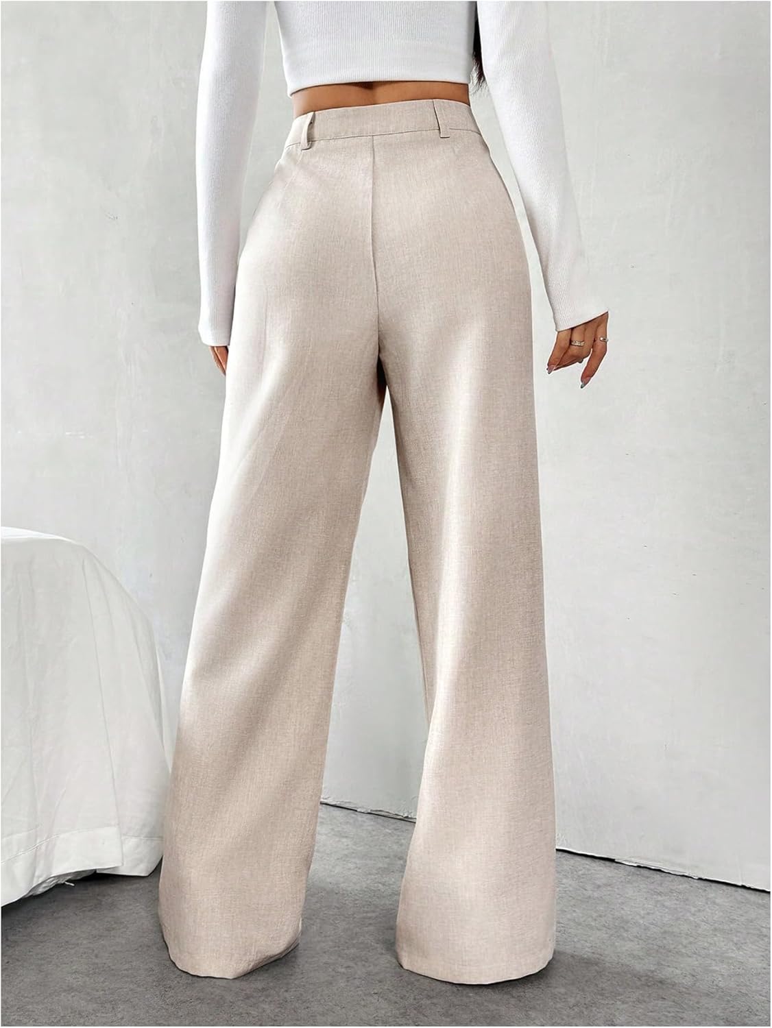 SOLY HUX Women's Wide Leg Dress Pants High Waisted Pleated Loose Work Office Trousers